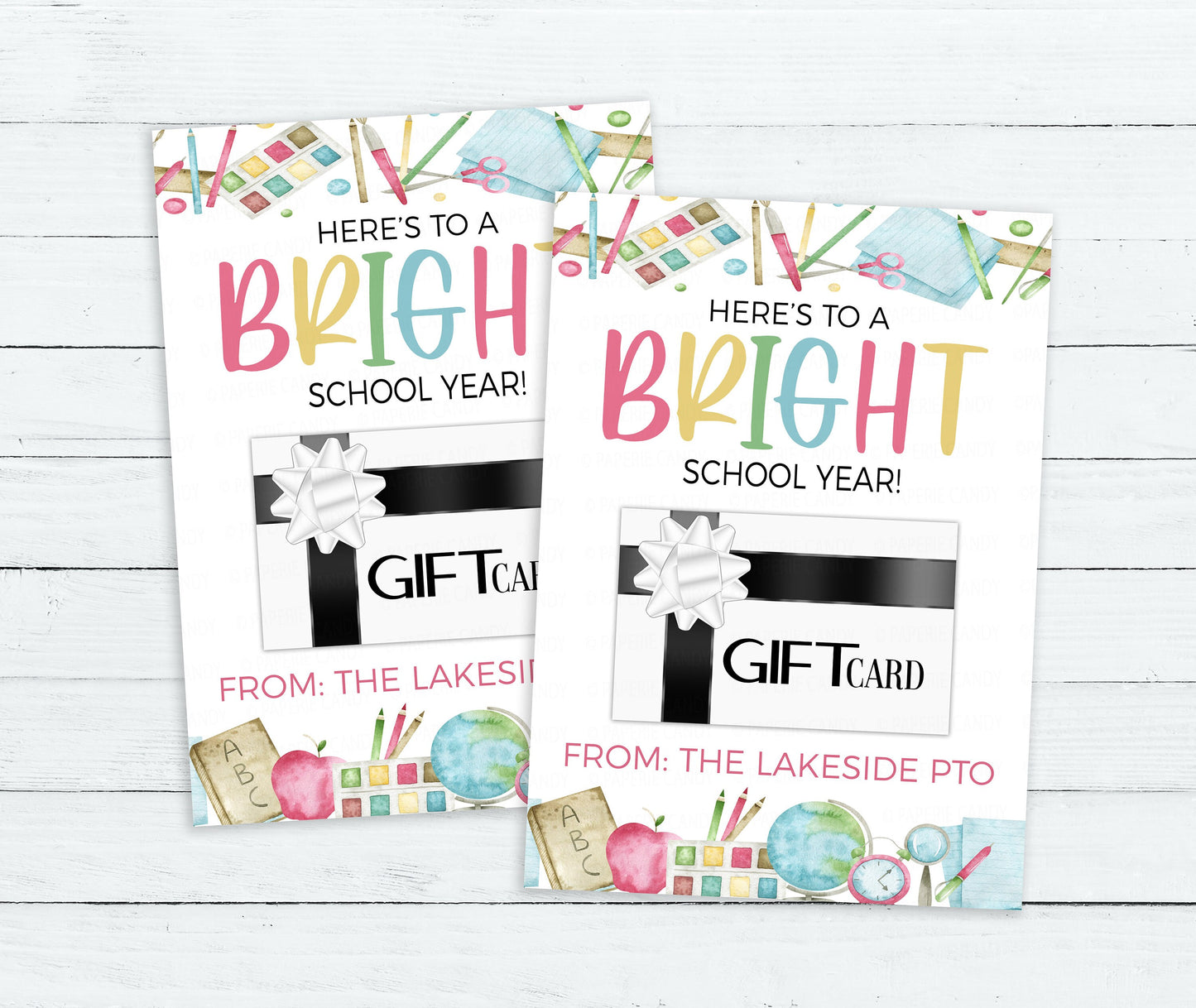 Bright School Year Gift Card Holder, Welcome Back To School, First Day, Gift For Teacher Staff PTO PTA, Editable Printable Instant Download
