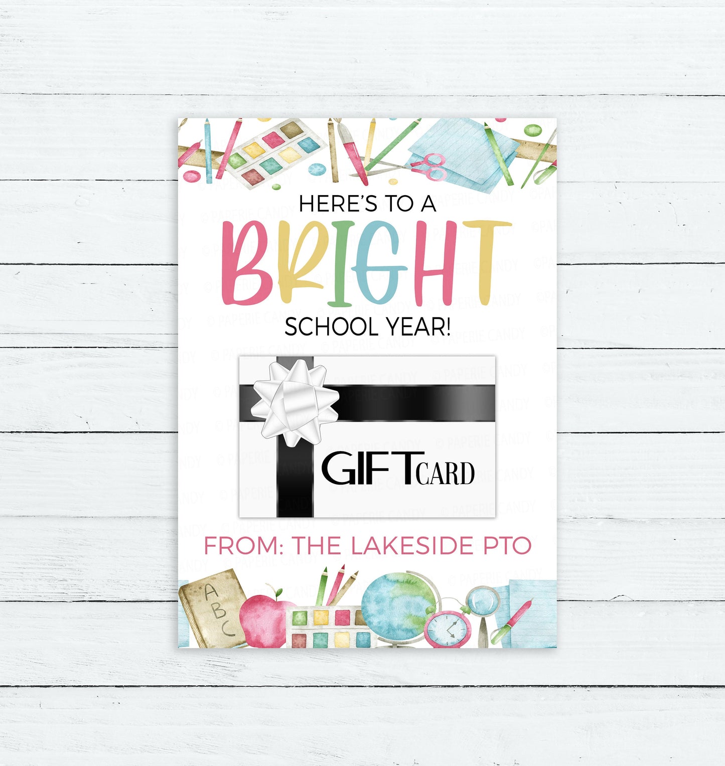 Bright School Year Gift Card Holder, Welcome Back To School, First Day, Gift For Teacher Staff PTO PTA, Editable Printable Instant Download