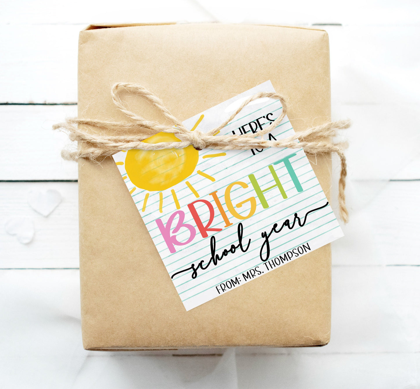 Back To School Gift Tag, Bright School Year, First Day Of School, Printable Gift Tag Template, Highlighter Marker, Gift For Teacher Student