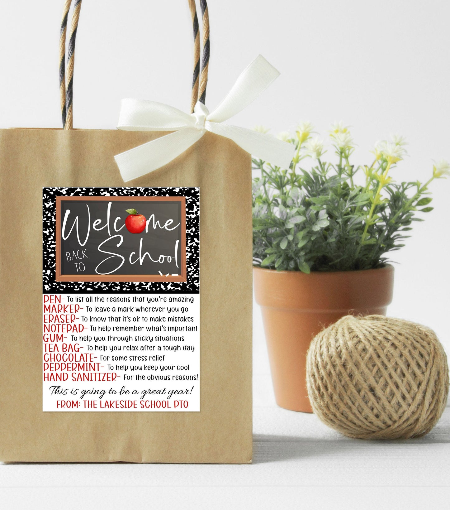 Back To School Survival Kit Gift Tag, Welcome Back First Day, Gift For Teachers Staff Students PTO PTA, Editable Printable Instant Download