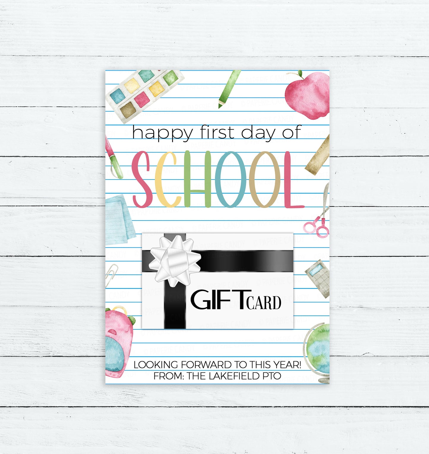 Happy First Day Of School Gift Card Holder, Welcome Back To School, Gift For Teacher Staff PTO PTA, Editable Printable Instant Download