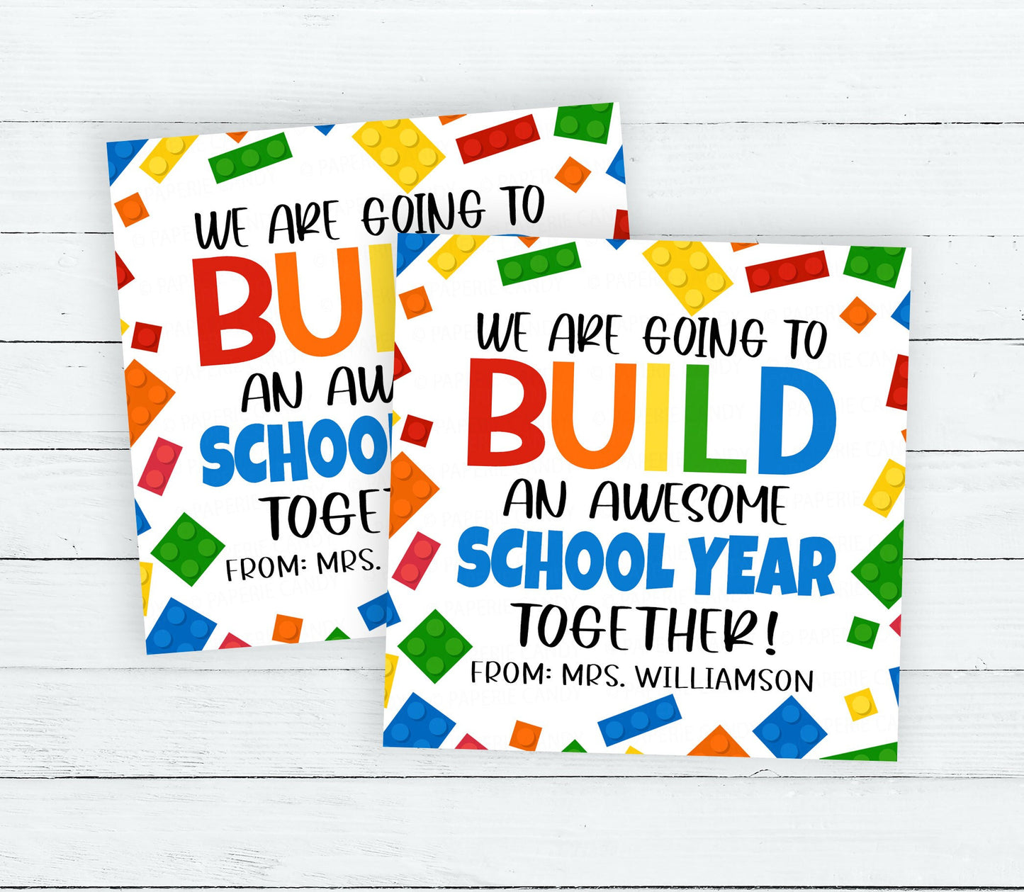Back To School Building Blocks Gift Tag, Build An Awesome Year Together, Gift For Students Classroom Friend Classmate, Printable Toy Gift