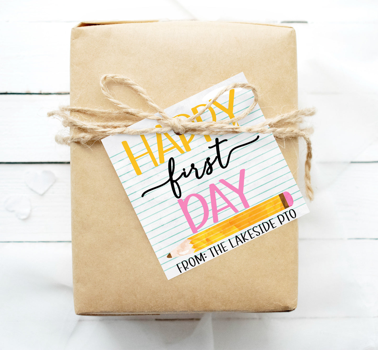 Happy First Day Gift Tag, Back To School, First Day Label, Gift For Teacher Students Staff PTO PTA, Editable Printable Instant Download