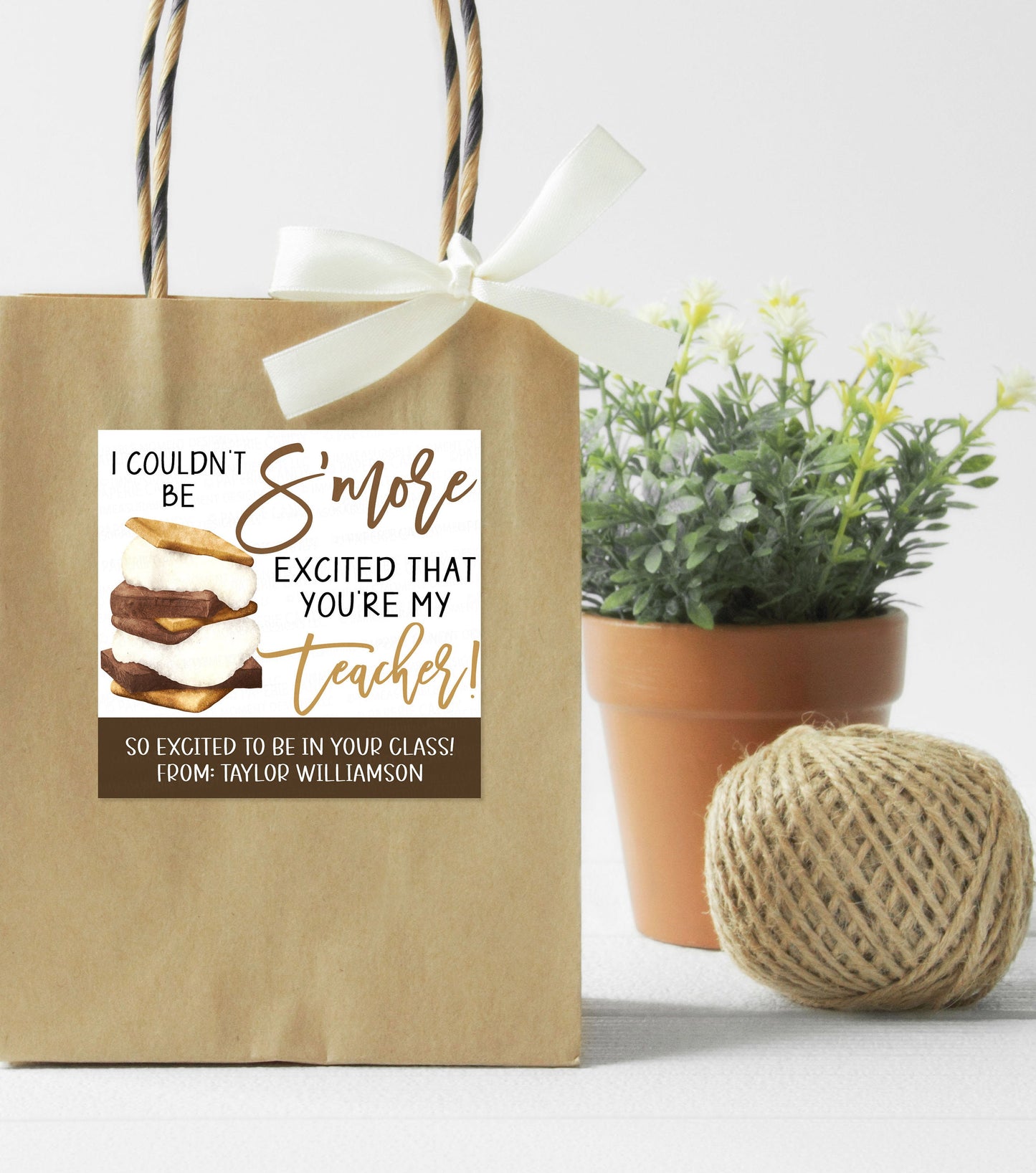 Teacher S'more Appreciation Gift Tag, I Couldn't Be S'more Excited You're My Teacher Label, School Staff Employee, DIY Editable Printable