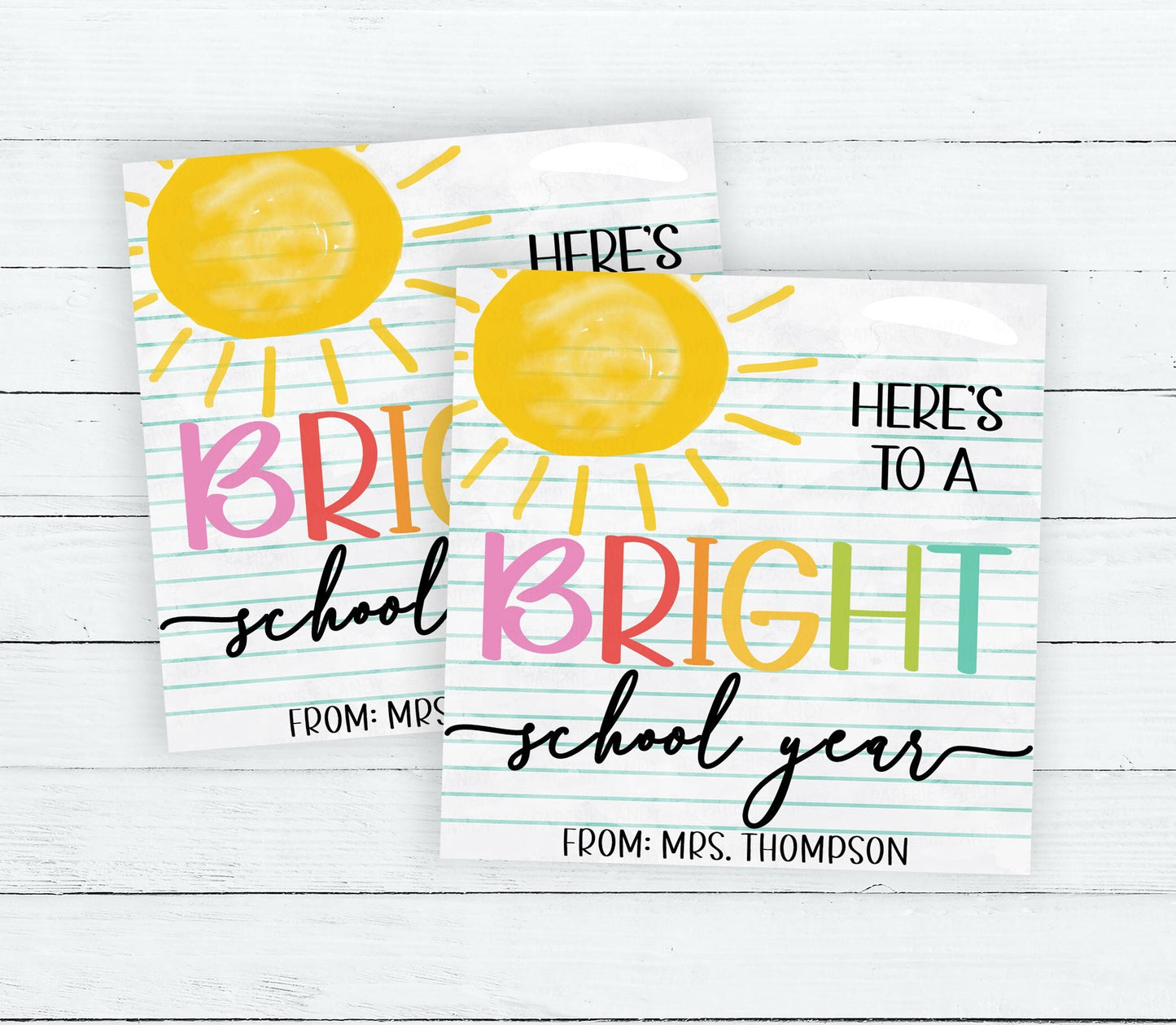Back To School Gift Tag, Bright School Year, First Day Of School, Printable Gift Tag Template, Highlighter Marker, Gift For Teacher Student
