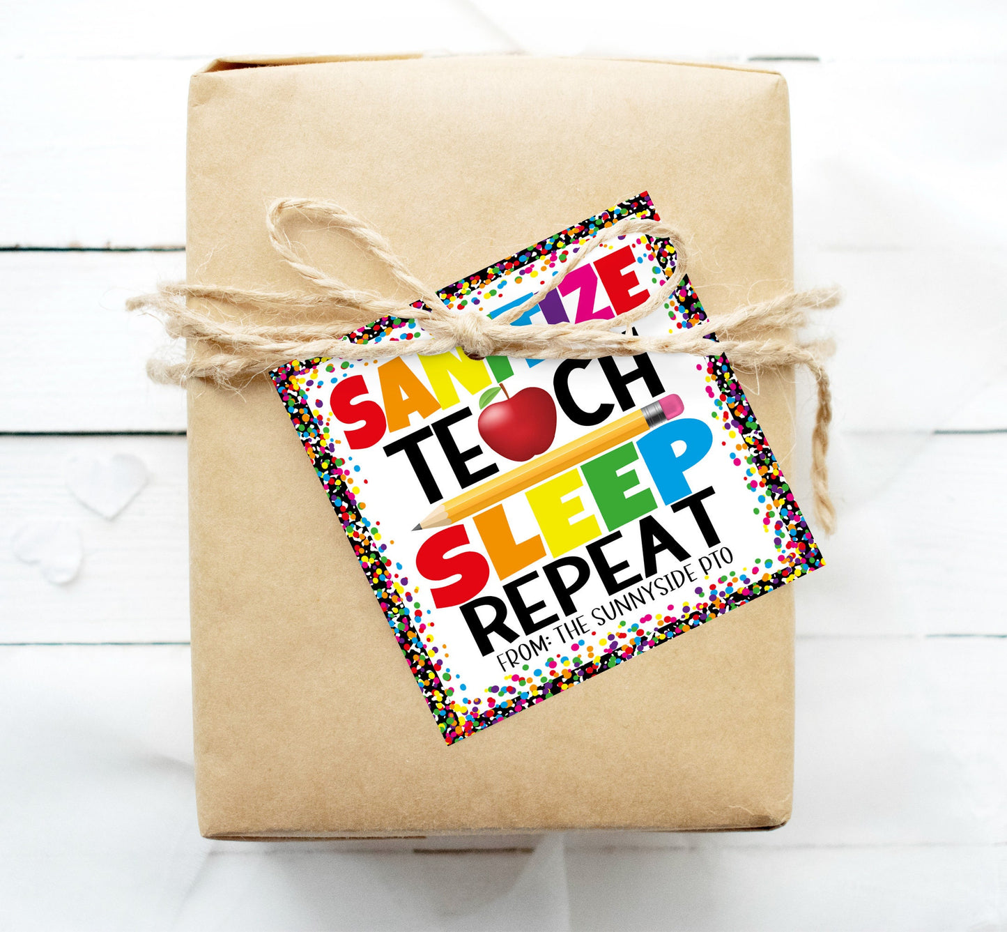 Back To School Teacher Gift Tag, Sanitize Teach Sleep Repeat, Appreciation Gift For Teachers School PTO PTA, Hand Soap, Editable Printable