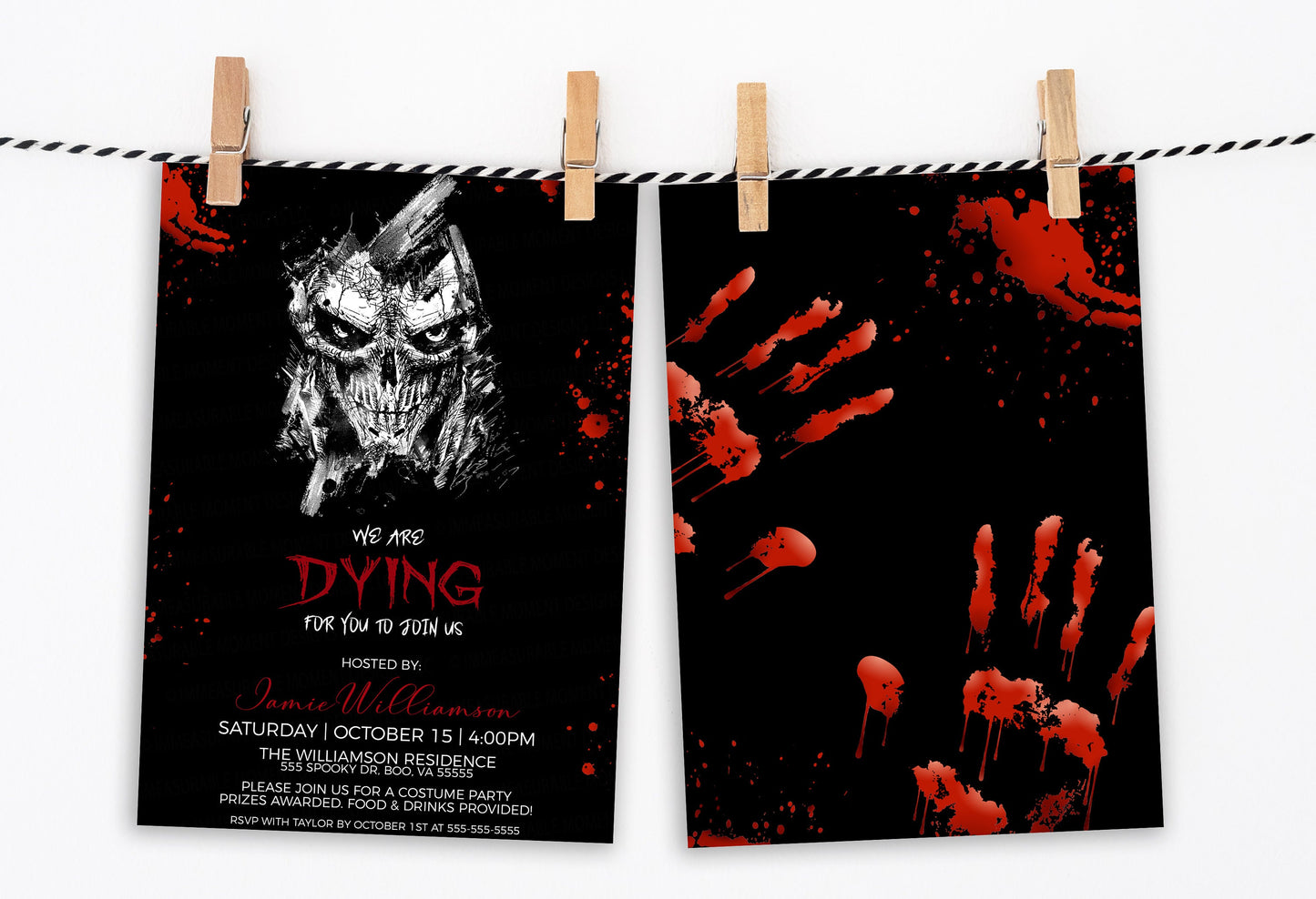 Halloween Party Invitation, We Are Dying For You To Join Us Invite, Haunted Mansion Horror Murder Mystery Dinner, Scary Bloody Printable