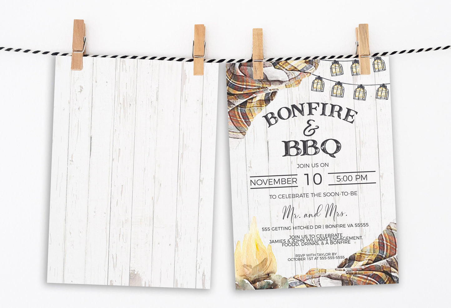 Bonfire BBQ Invitation, Fall Autumn Backyard Party Invite, Barbecue Couples Shower Rustic Engagement, Birthday Campfire, Printable Editable
