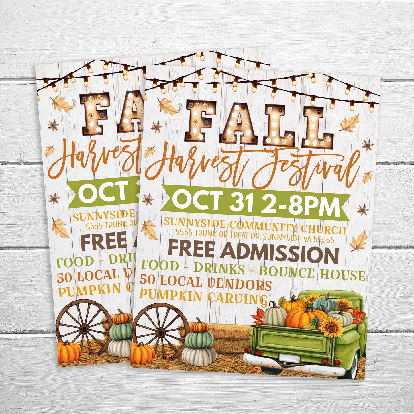 Editable Fall Festival Flyer Invitation, School Church Harvest Event, PTO PTA Community Business Halloween Charity Fundraiser, Printable