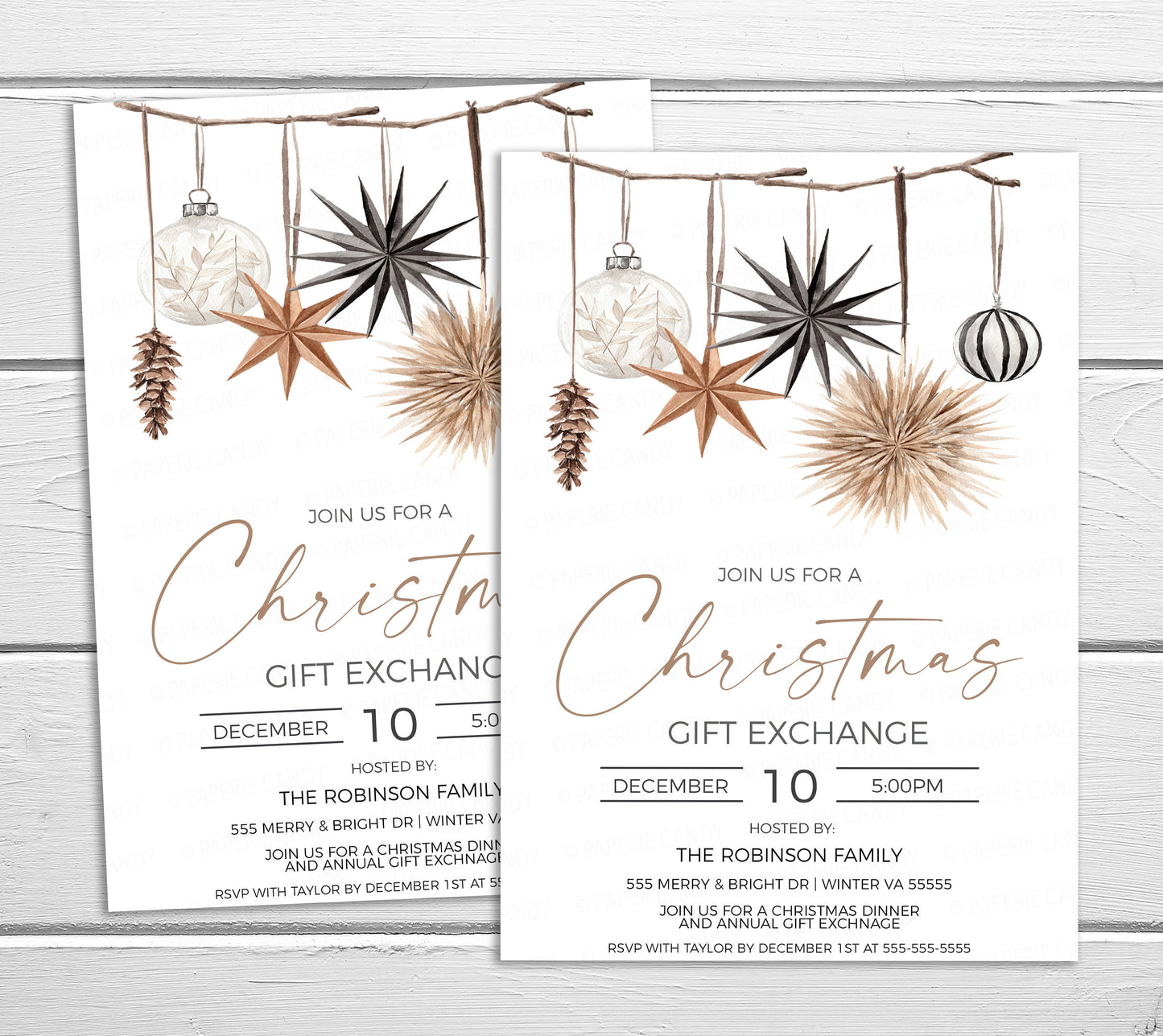 Holiday Gift Exchange Party Invitation, Editable Christmas Party Gift Swap Invite, White Elephant, Brunch Lunch Dinner, Printable Template
