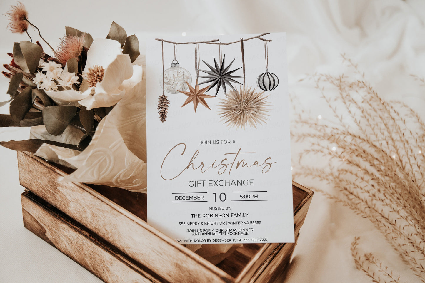 Holiday Gift Exchange Party Invitation, Editable Christmas Party Gift Swap Invite, White Elephant, Brunch Lunch Dinner, Printable Template