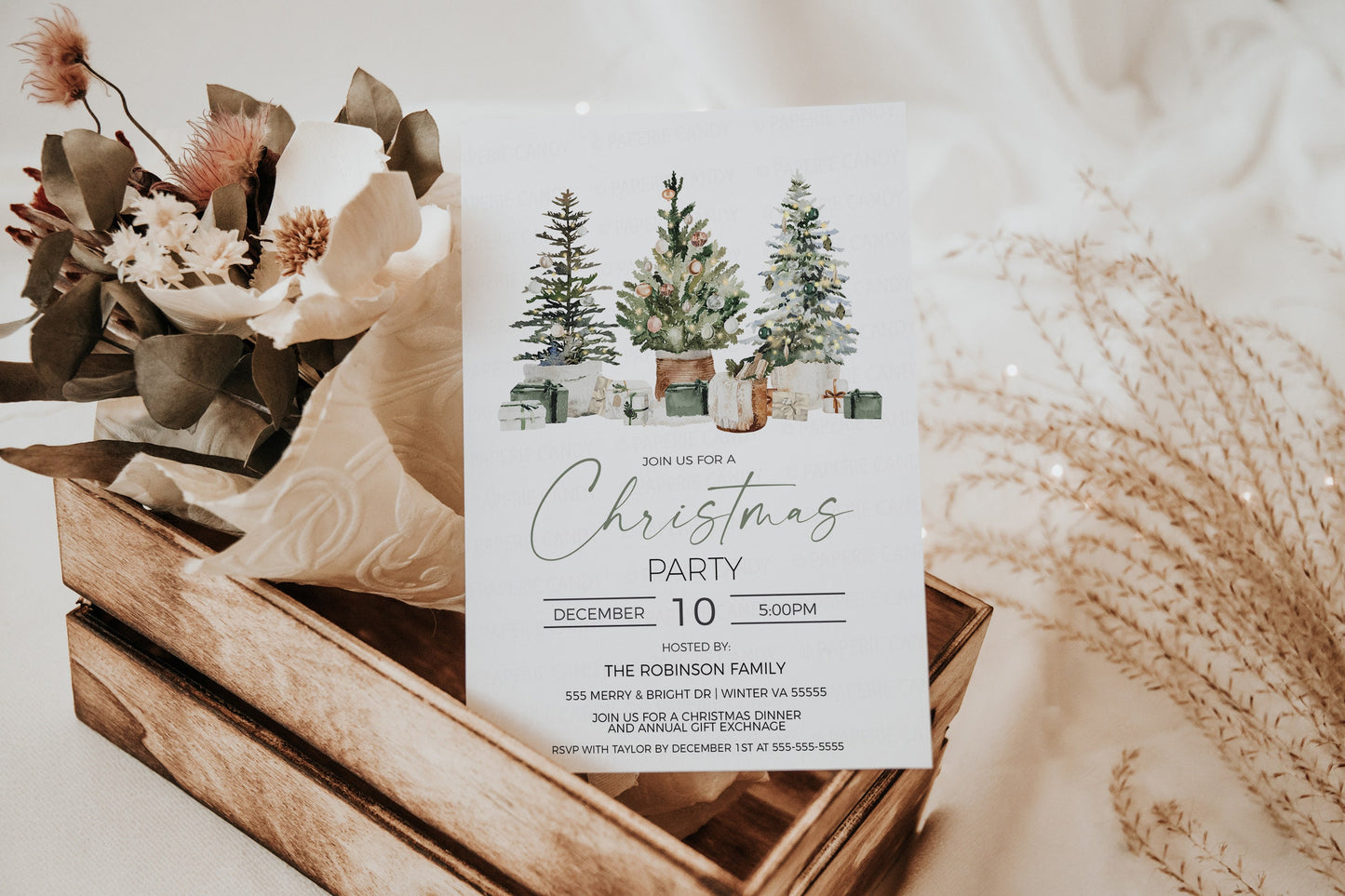 Editable Christmas Party Invitation, Winter Holiday Invite, Secret Santa White Elephant Business Company Lunch Dinner Appreciation Printable