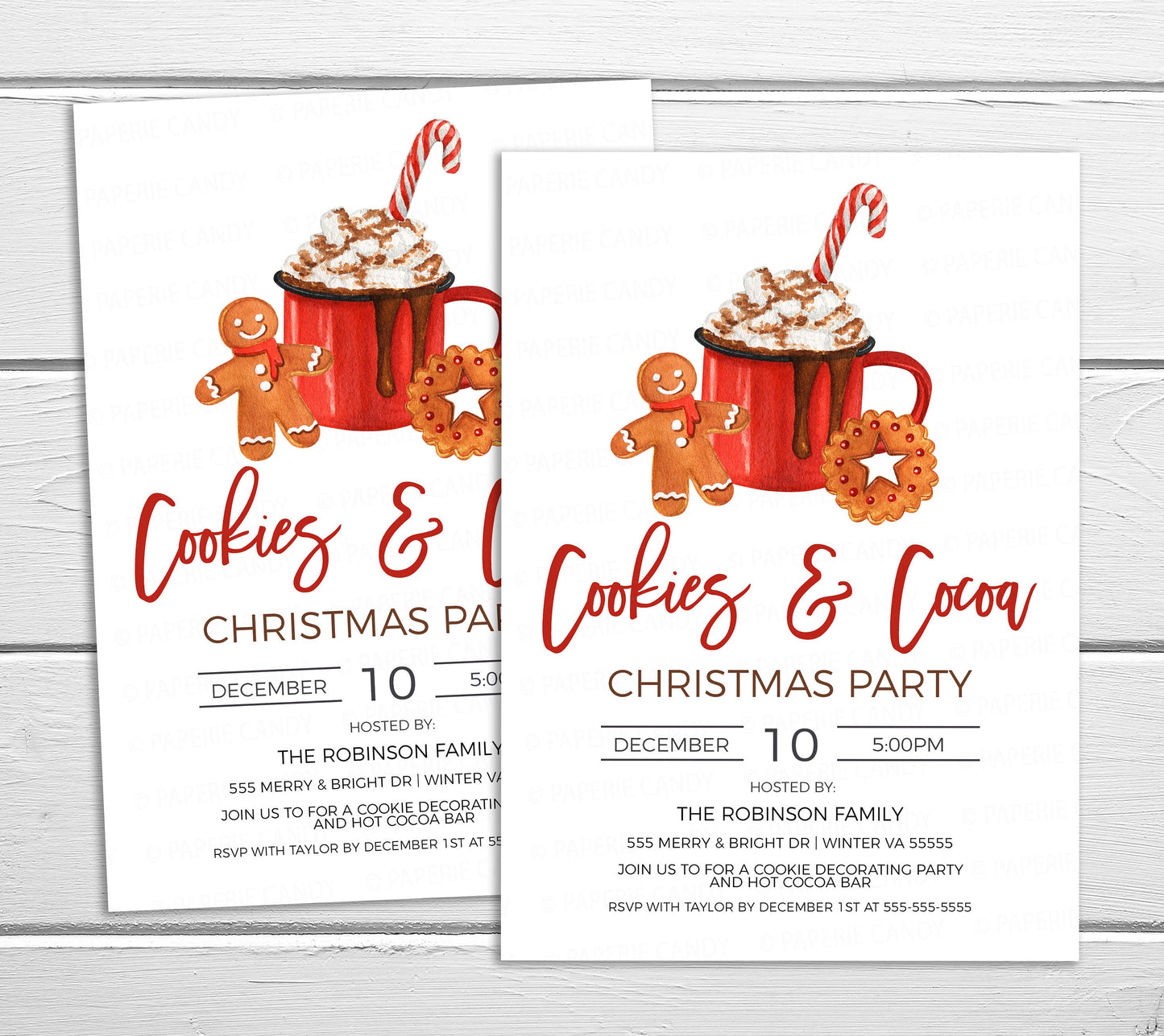 Cookies & Cocoa Party Invitation, Editable Cookie Decorating Party, Hot Chocolate Bar, Holiday Christmas Party, DIY Printable Template
