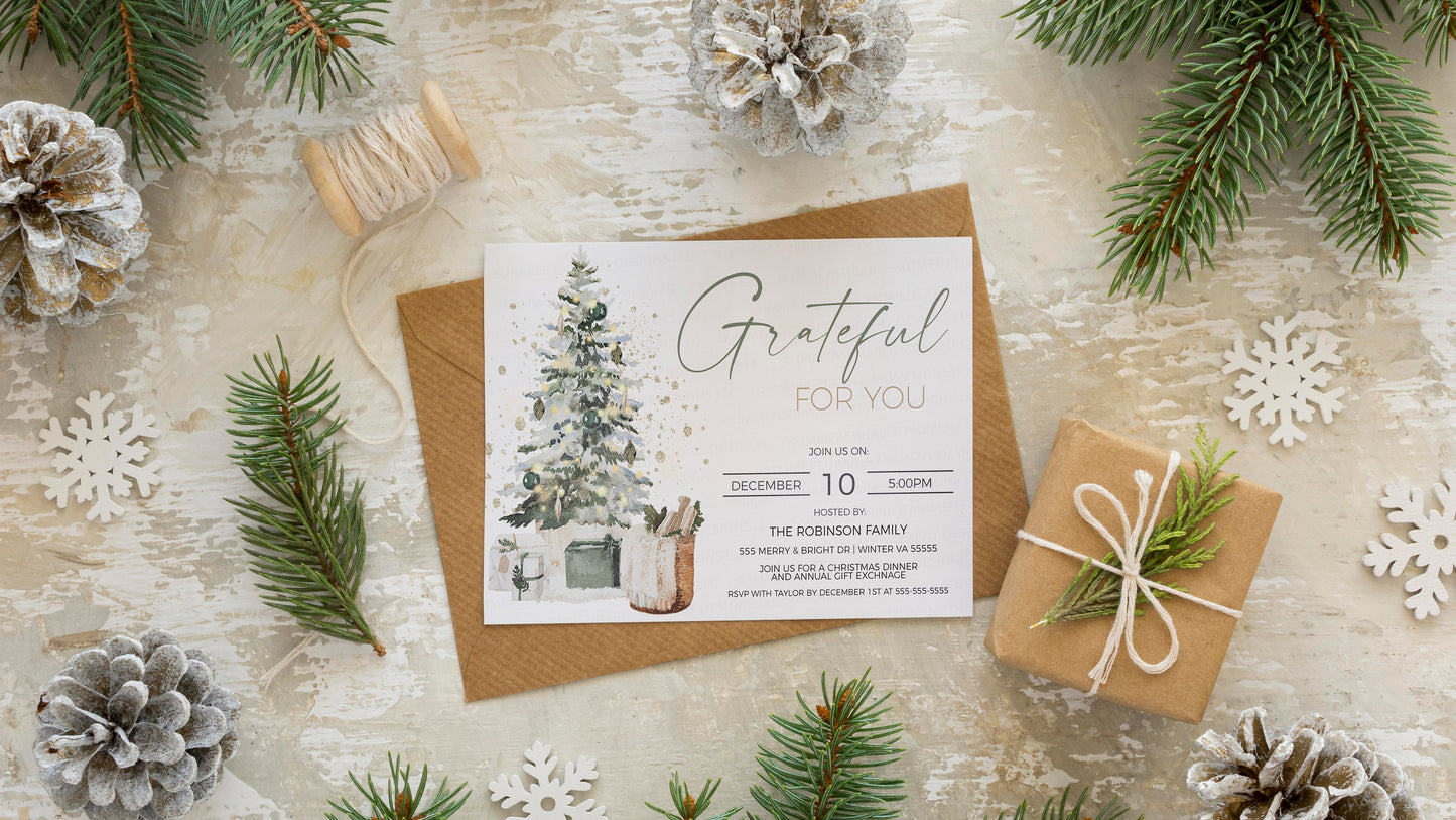 Editable Christmas Appreciation Party Invitation, Brunch Lunch Dinner Winter Holiday Invite, Business Company Staff Employee, Printable