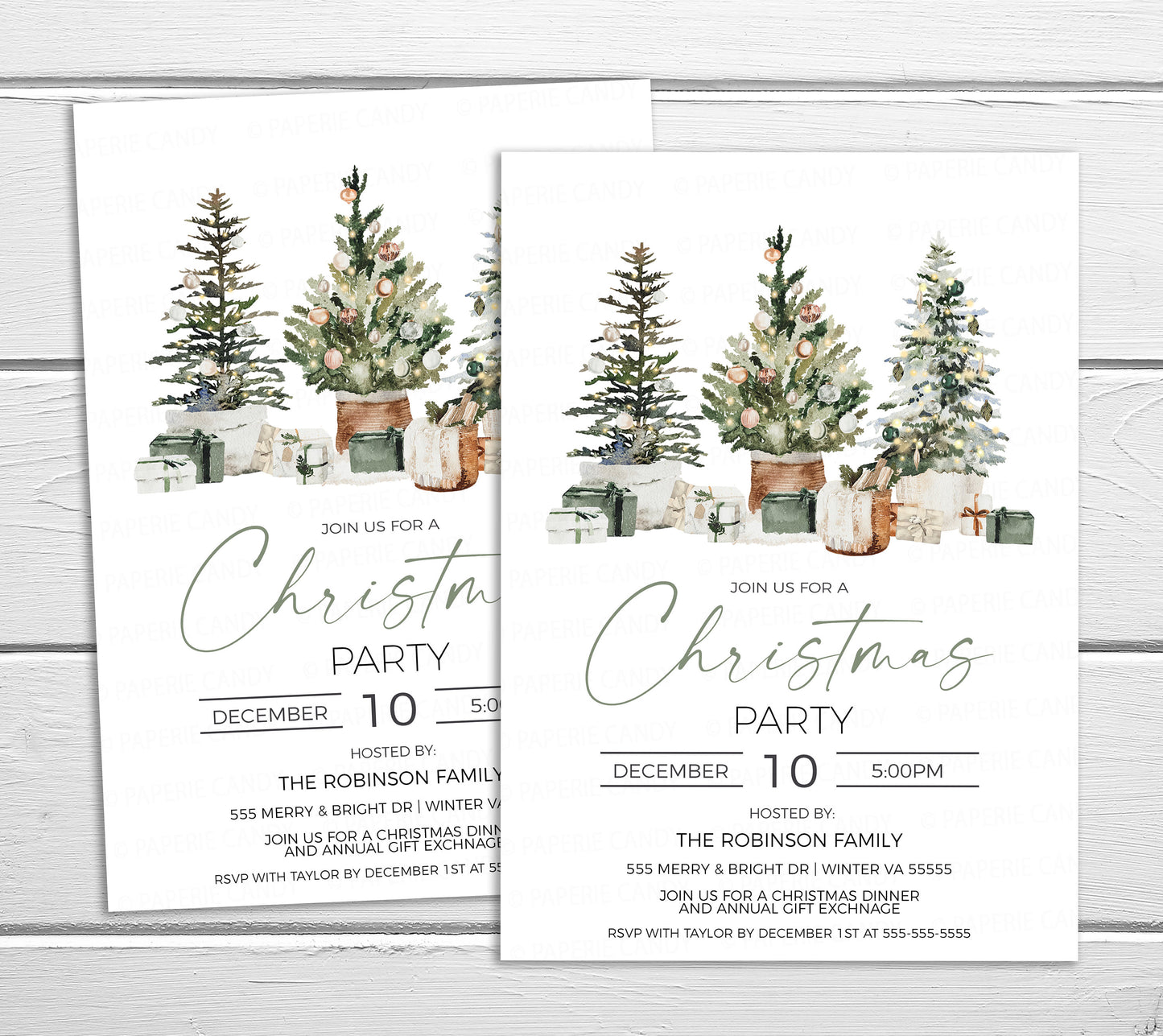 Editable Christmas Party Invitation, Winter Holiday Invite, Secret Santa White Elephant Business Company Lunch Dinner Appreciation Printable