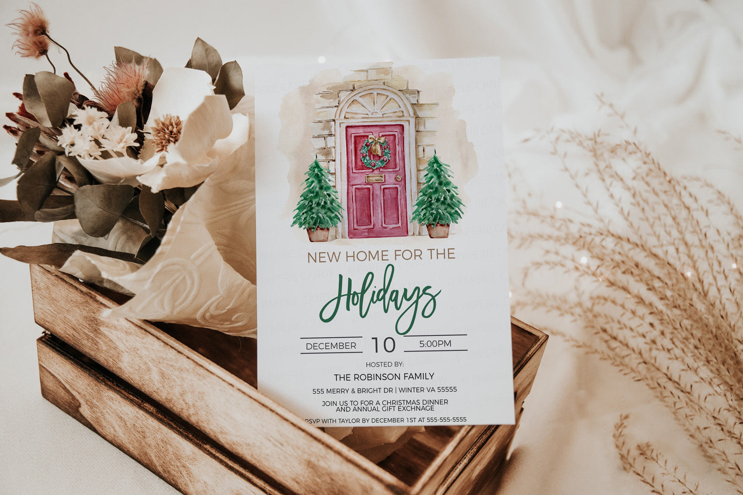 Christmas Housewarming Invitation, Home For The Holidays Invite, New Home Party, Address Change, Winter Holiday Editable Printable Template