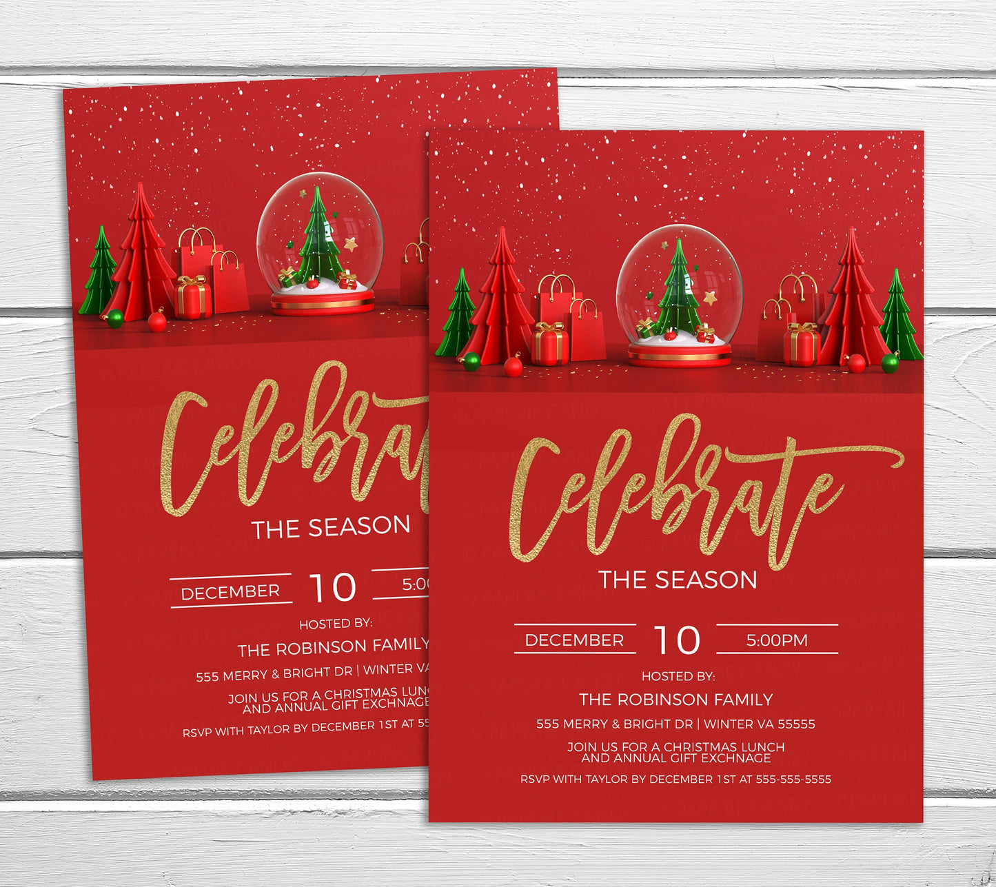 Celebrate The Season Party Invitation, Christmas Celebration Invite, Company Party, Lunch Luncheon Dinner Brunch, DIY Editable Printable