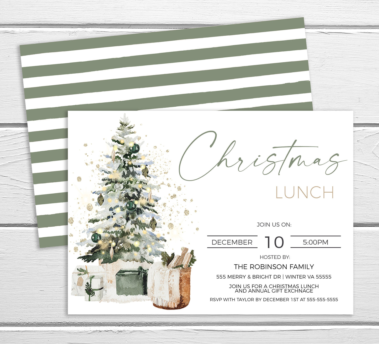 Editable Christmas Lunch Party Invitation, Brunch Luncheon Dinner Winter Holiday Invite, Business Company Staff Employee, Printable