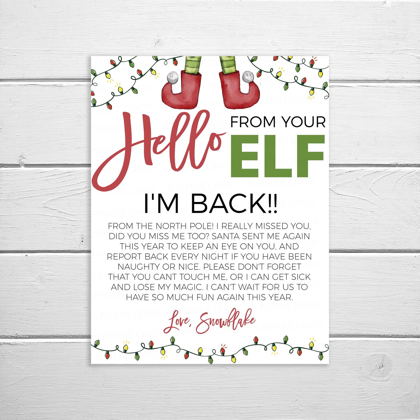 Editable Hello Elf Letter, Welcome Note I'm Back, Goodbye Elf Arrival Letter, Christmas Elves, Elf Activity Game, Printable Template