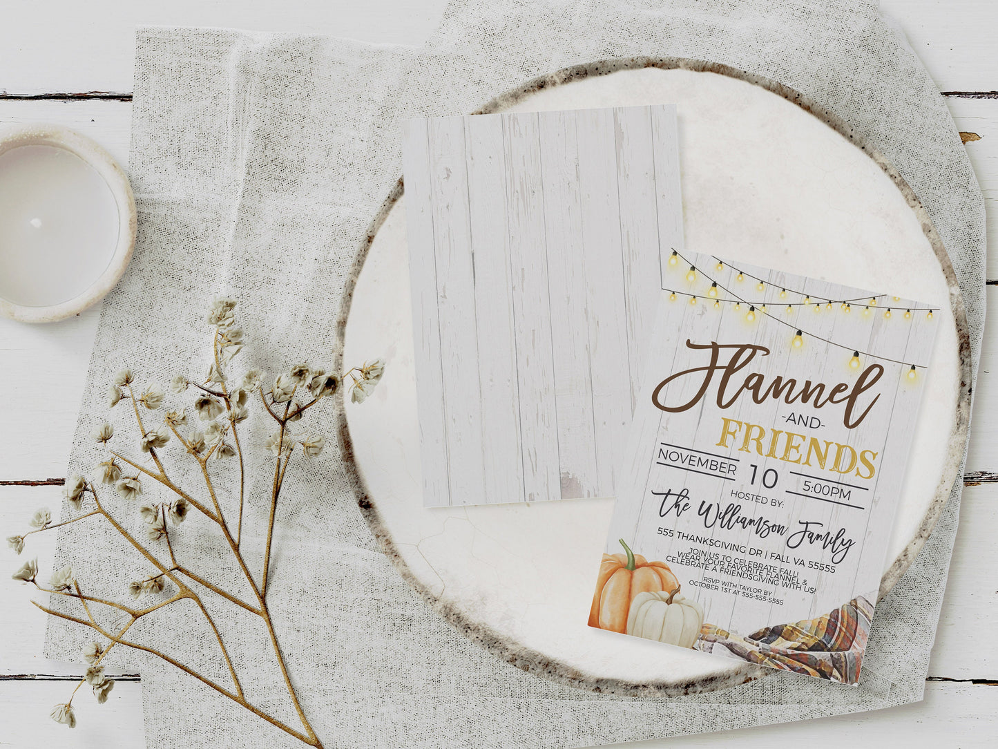 Friendsgiving Invitation, Flannel And Friends Party Invite, Fall Friends Thanksgiving, Dinner Brunch Lunch, Editable Printable Template