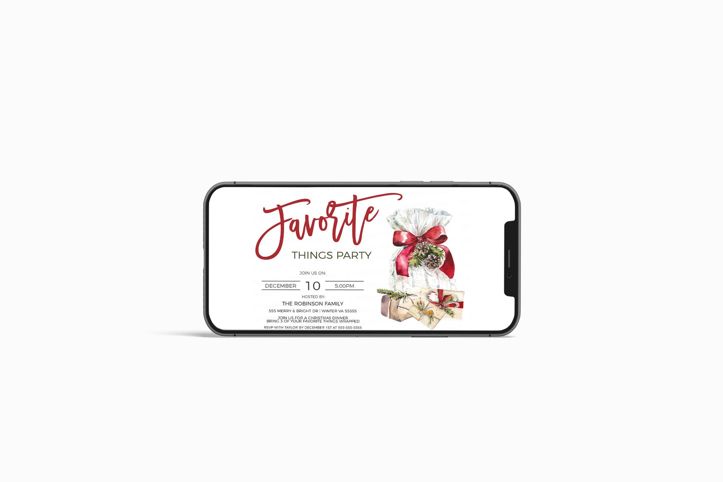 Favorite Things Christmas Party Invitation, Favorite Thing Gift Exchange Invite, Christmas Gift Swap, Holiday Party, Editable Printable