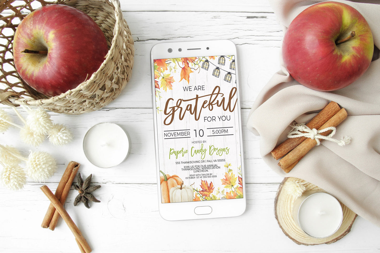 Fall Appreciation Invitation, Employee Staff Volunteer School PTA PTO, Breakfast Brunch Lunch Luncheon Dinner Invite, Printable Template