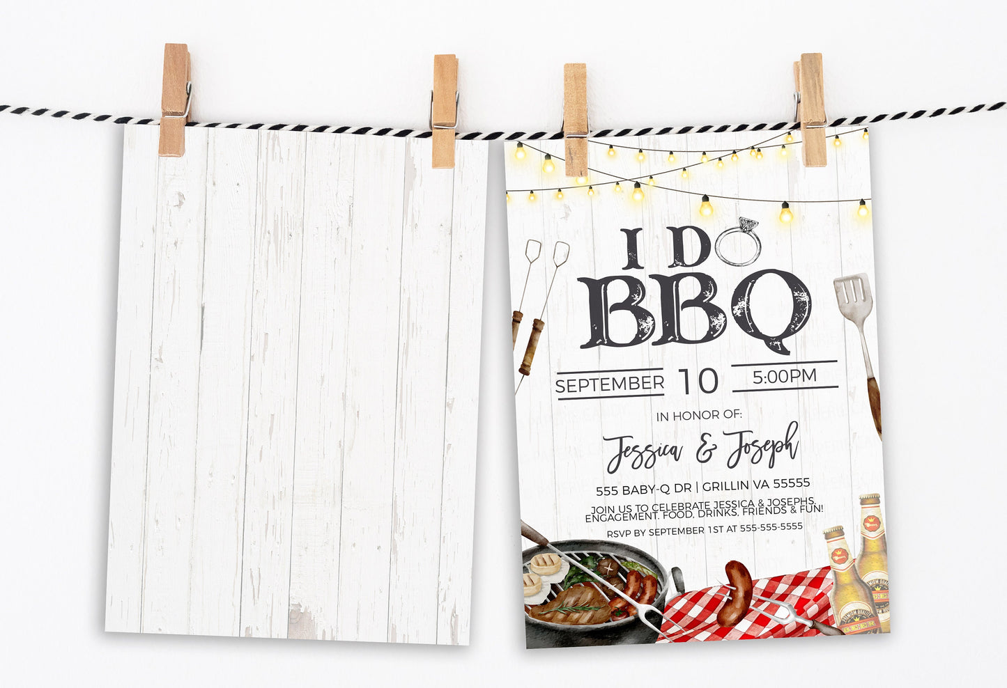 I Do BBQ Couples Shower Invitation, BBQ Burgers Beer Engagement Invite, Backyard Barbecue, Co-Ed Couples Shower Editable Printable Template