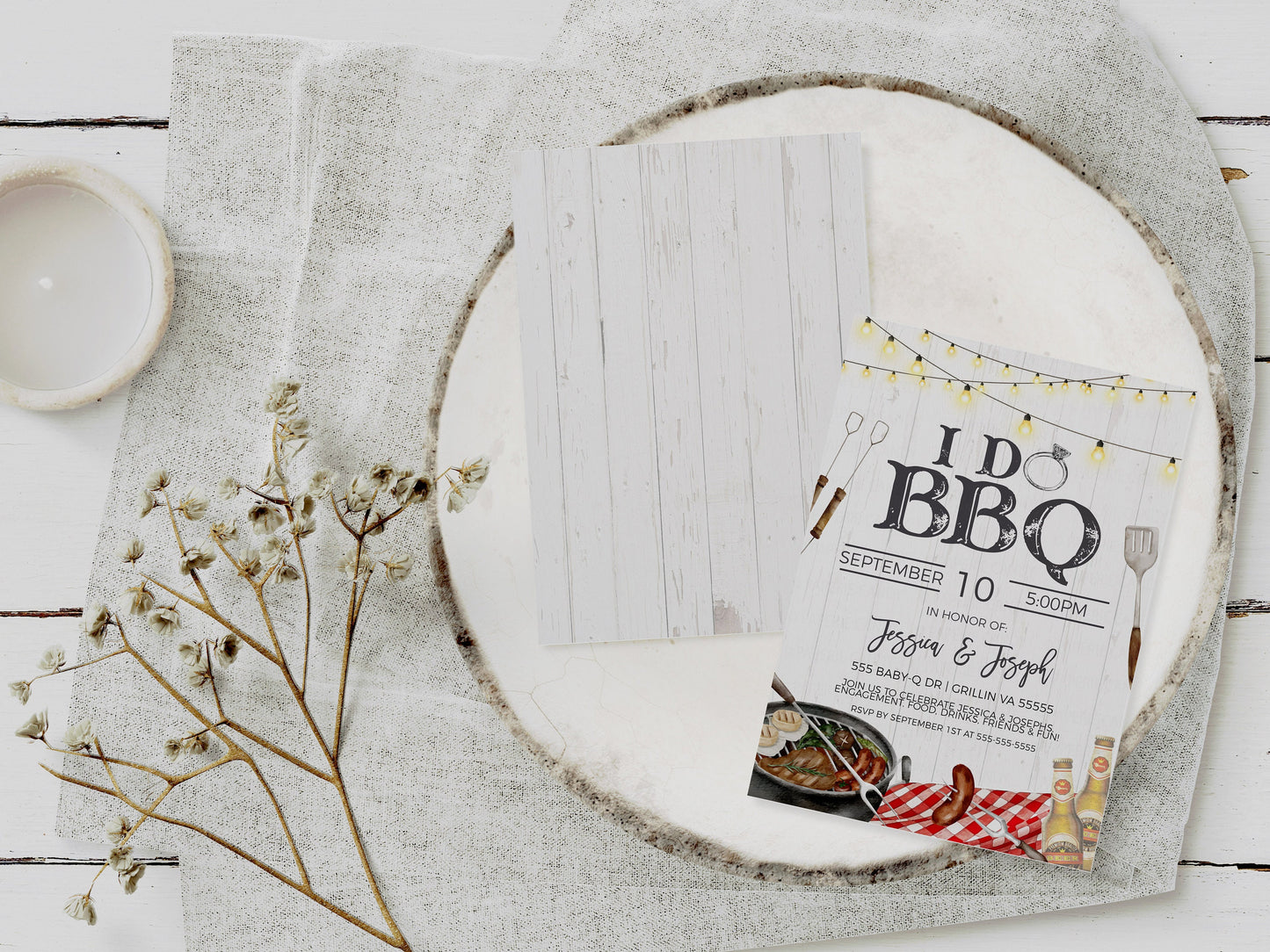 I Do BBQ Couples Shower Invitation, BBQ Burgers Beer Engagement Invite, Backyard Barbecue, Co-Ed Couples Shower Editable Printable Template