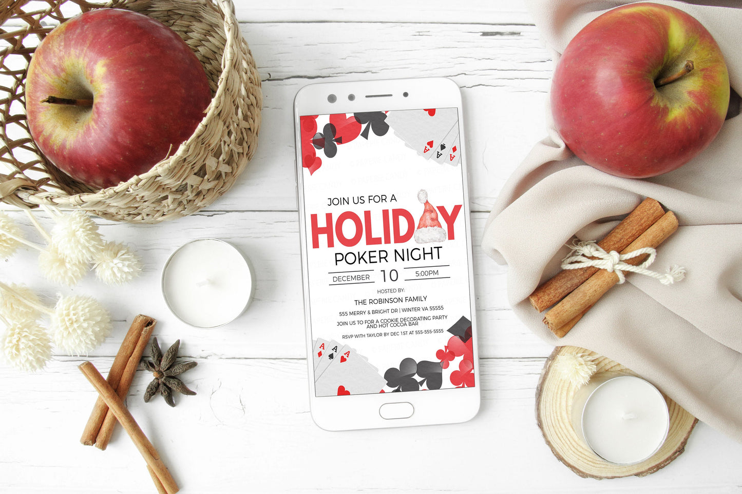 Editable Holiday Poker Night Party Invitation, Christmas Card Game Night Invite, Holiday Poker Fundraiser, Company Casino Night, Printable