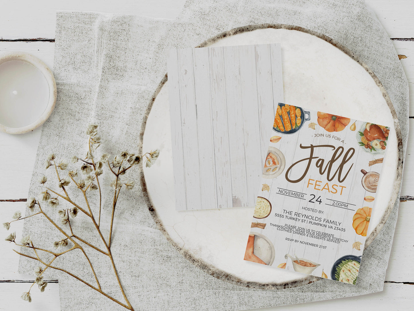 Fall Feast Invitation, Editable Thanksgiving Party Invite, Turkey Dinner Lunch Luncheon, Thanksgiving Appreciation, Printable Template