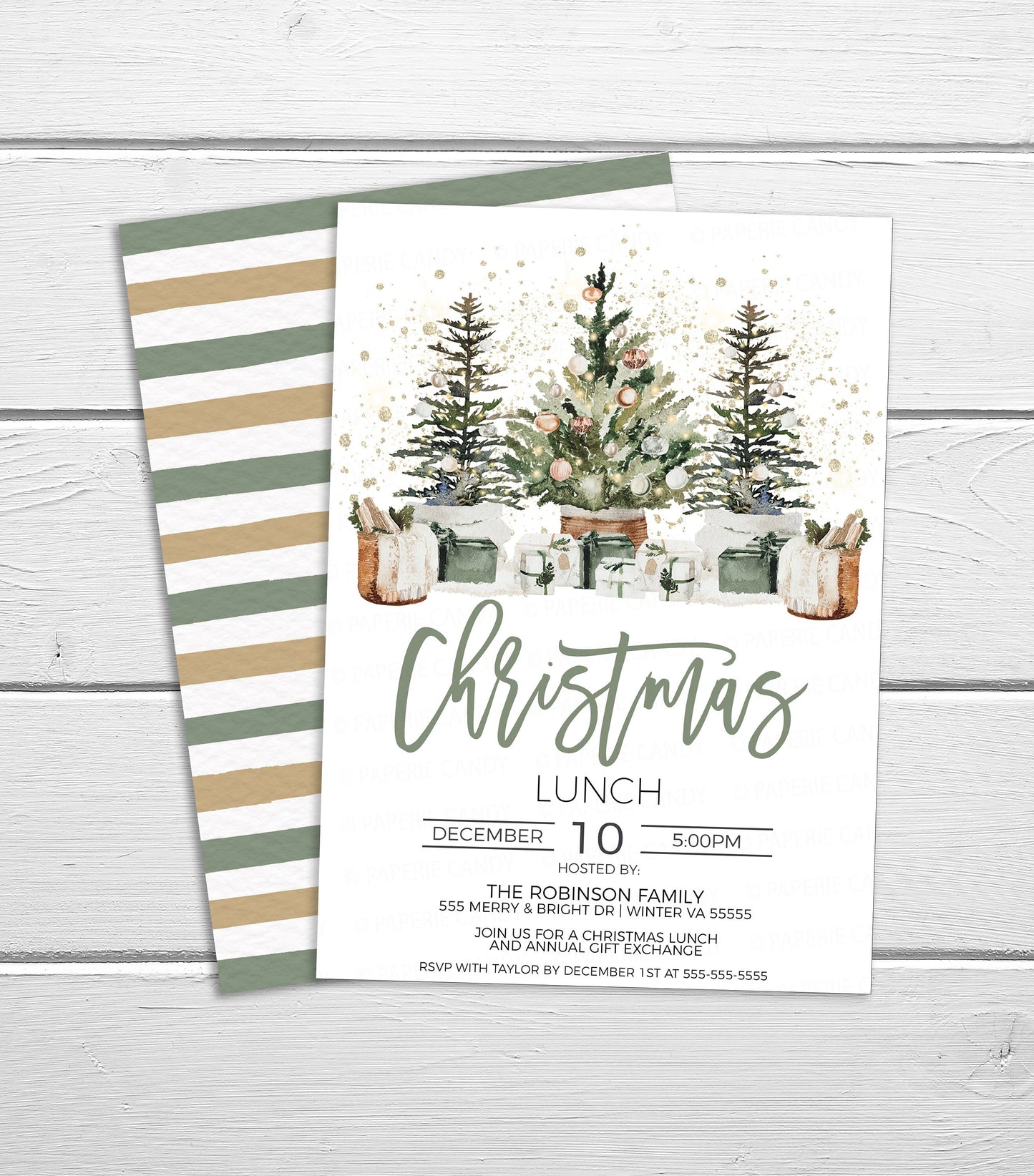 Editable Christmas Lunch Party Invitation, Brunch Luncheon Dinner Winter Holiday Invite, Business Company Staff Employee, Printable