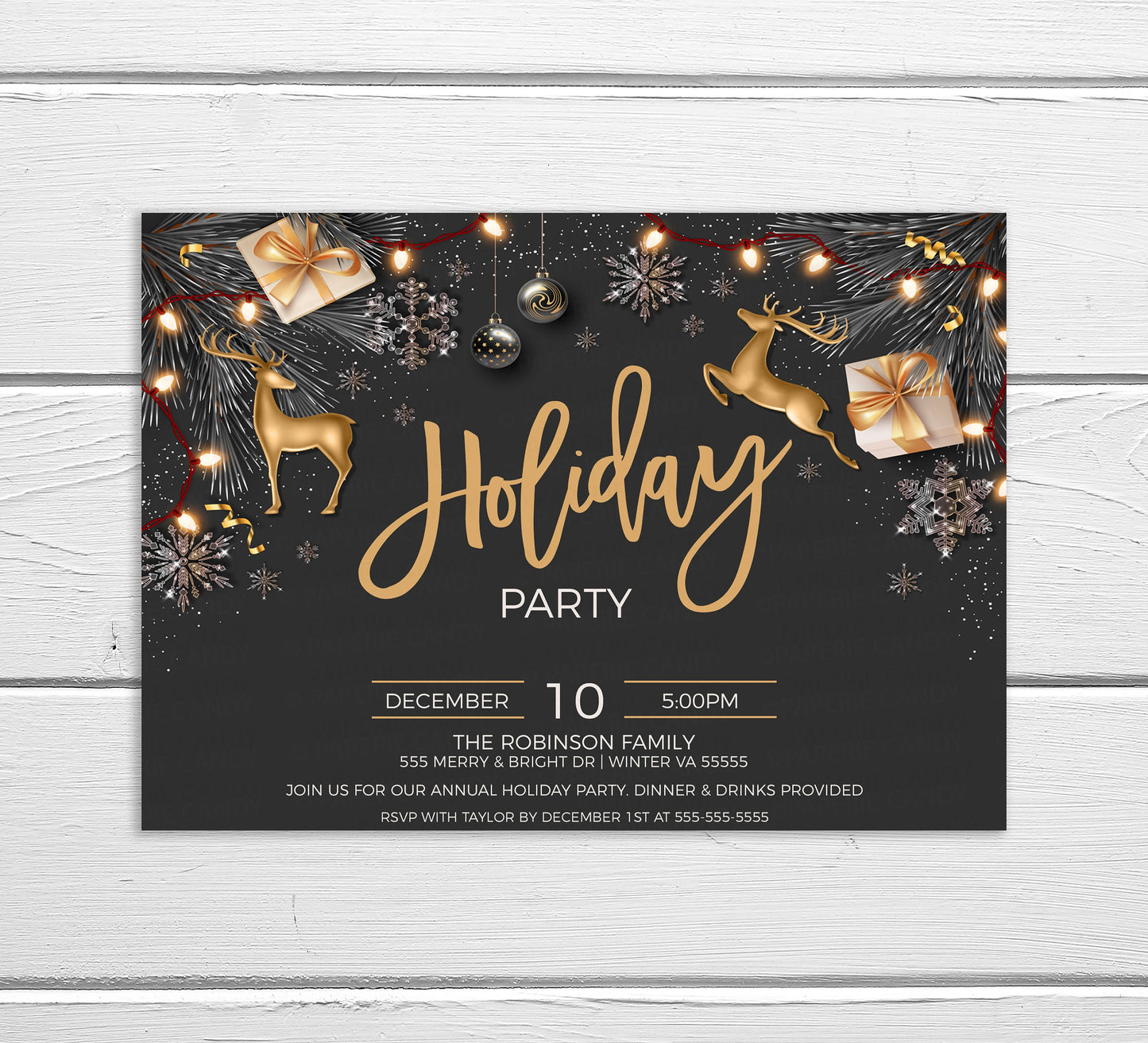 Holiday Party Invitation, Editable Christmas Brunch Lunch Dinner Breakfast Invite, Business Company Staff Employee, Potluck, Printable