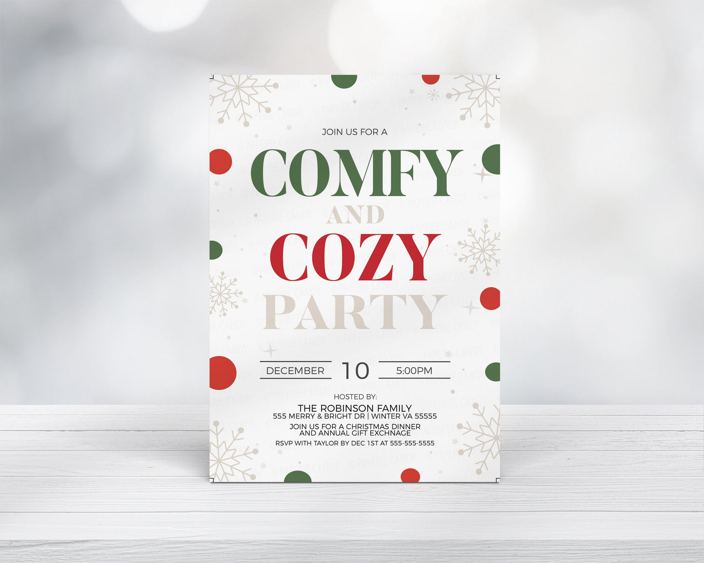 Comfy and Cozy Christmas Party Invitation, Holiday Pajama Invite, Pj Party, Friendmas Holiday Party, Kids Pajama Party, Editable Printable