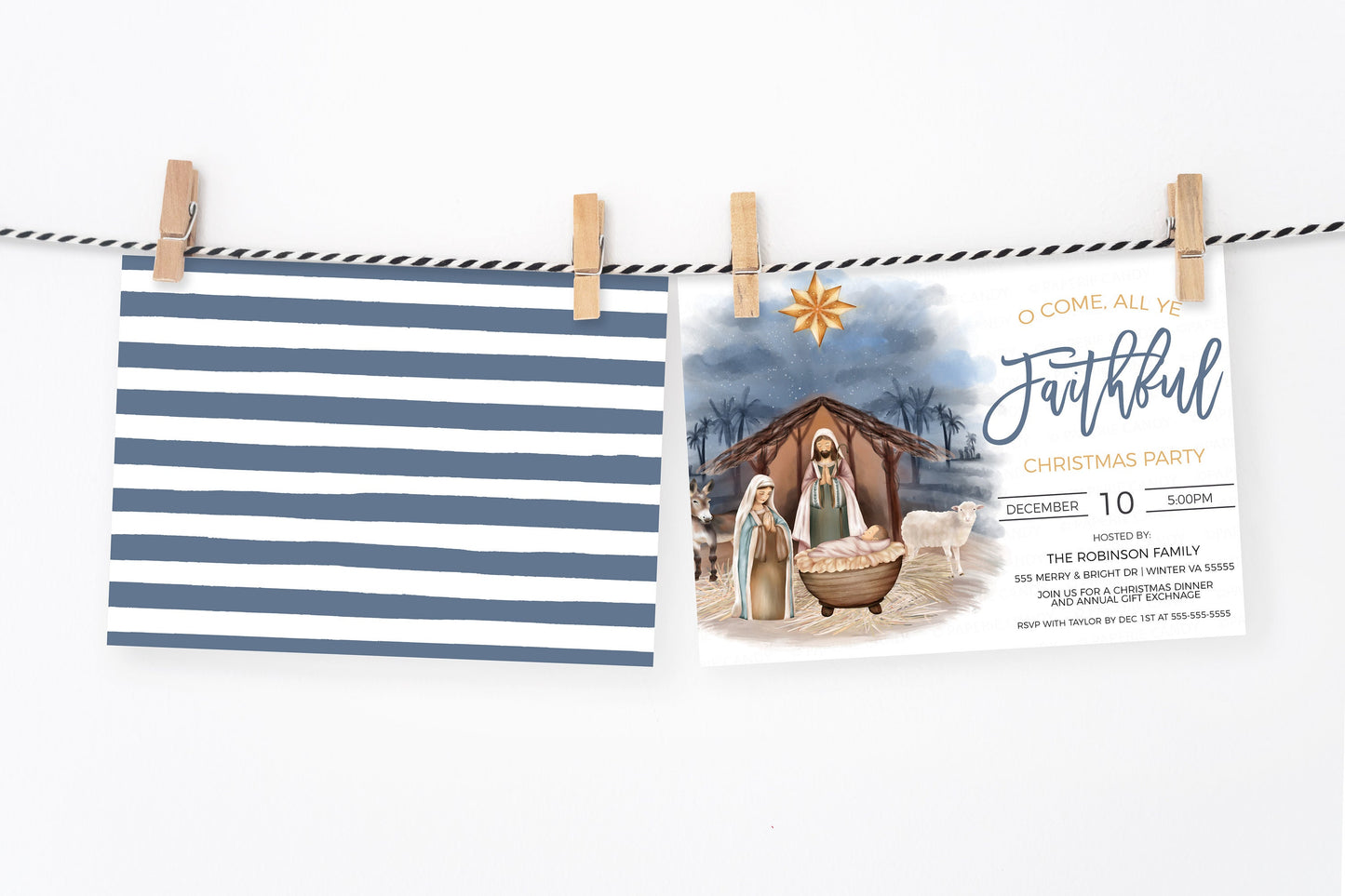 Christmas Nativity Invitation, O Come All Ye Faithful Invite, Religious Christian Manger, Christ's Birth Church Service, Editable Printable