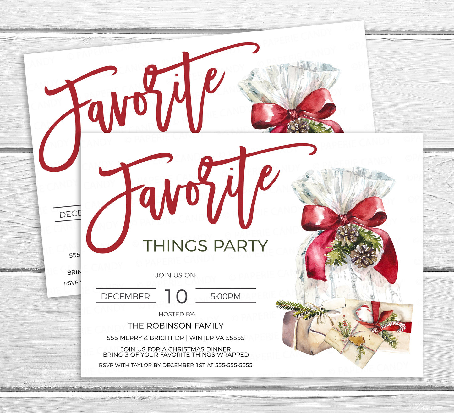 Favorite Things Christmas Party Invitation, Favorite Thing Gift Exchange Invite, Christmas Gift Swap, Holiday Party, Editable Printable