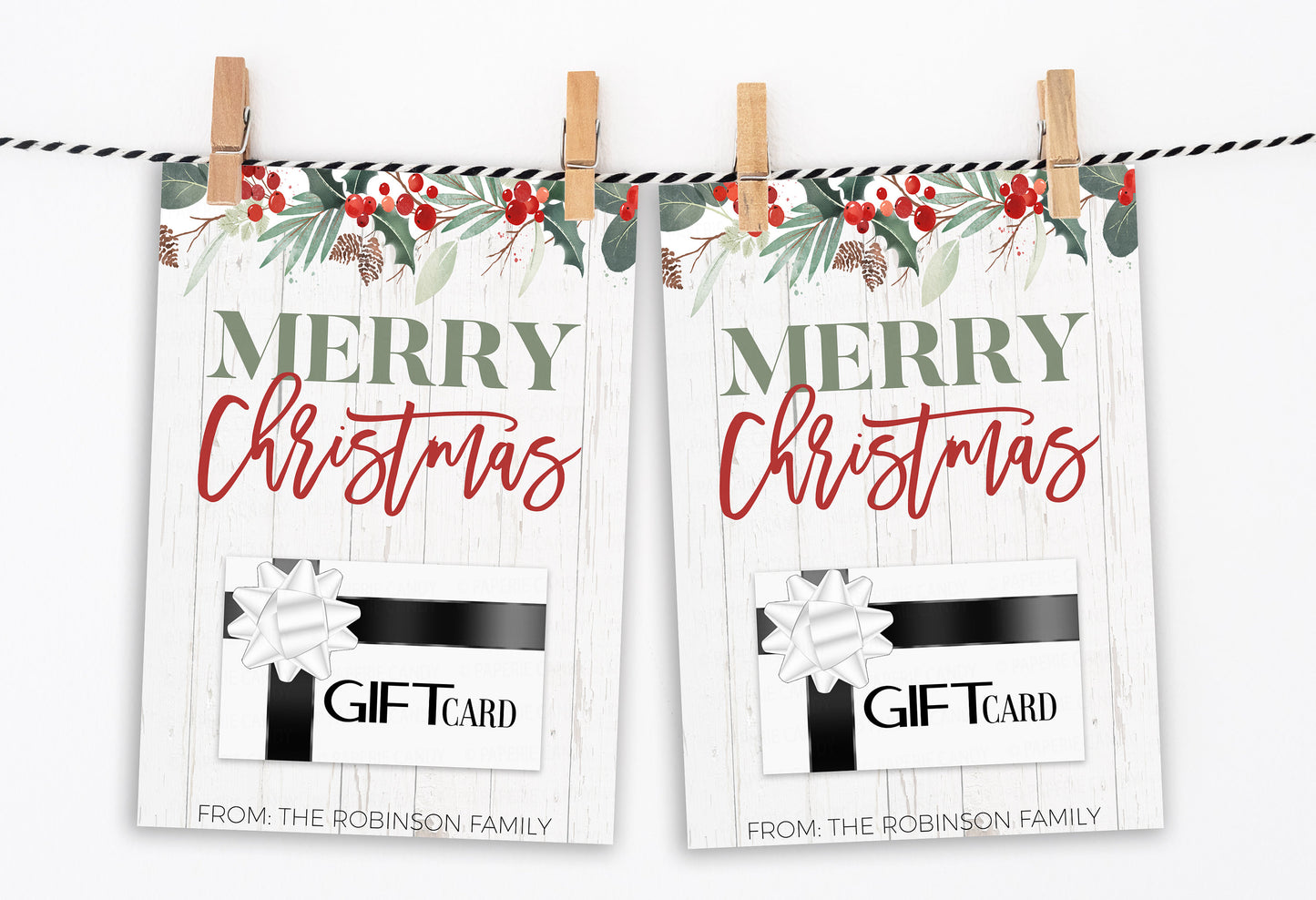 Merry Christmas Gift Card Holder, Rustic Holiday Gift Card Holder, Gift For Friends Coworker Teacher Staff PTO PTA Employees Staff Printable