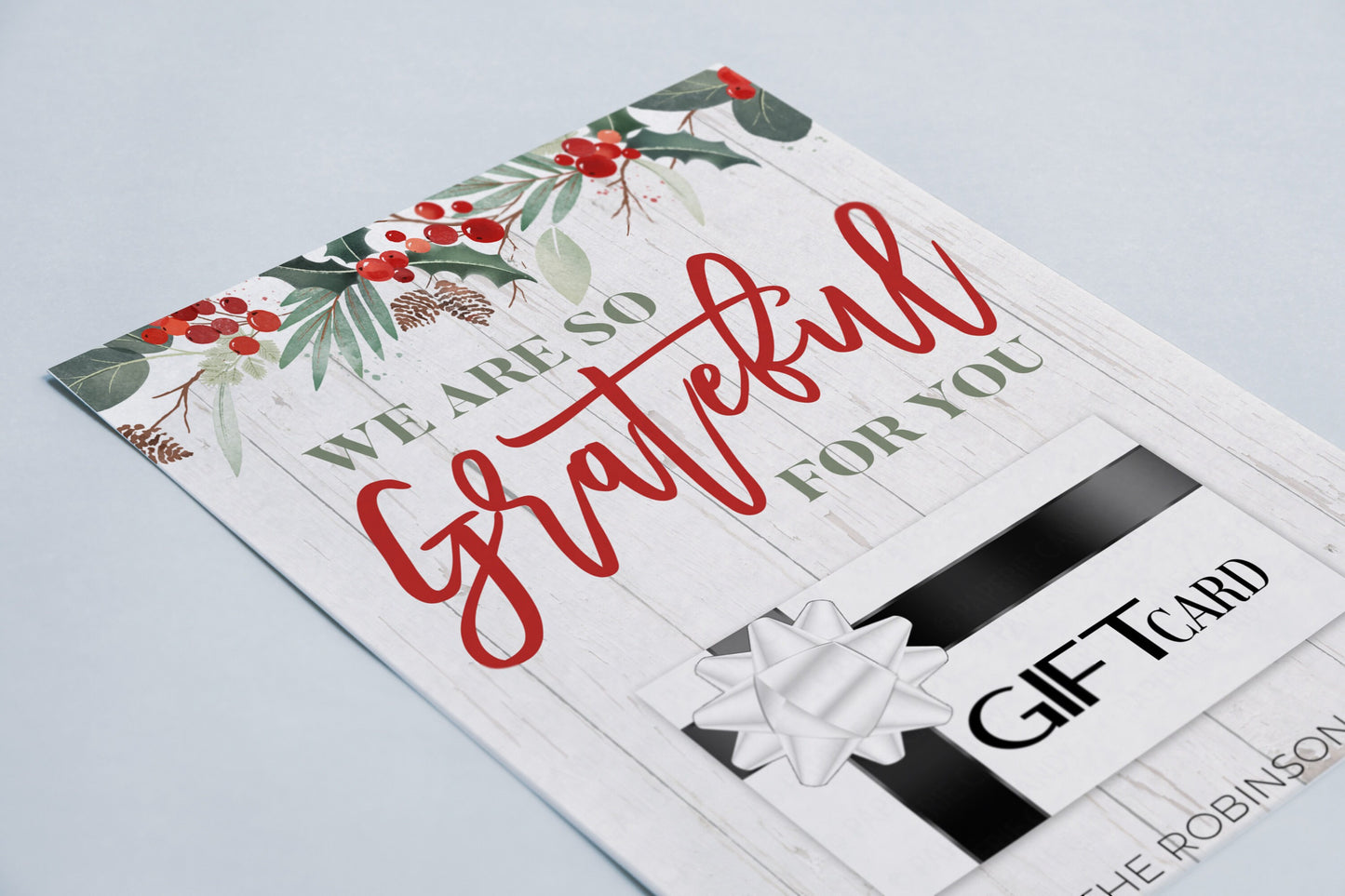 Editable Christmas Appreciation Gift Card Holder, Rustic Holiday Appreciation Gift Card Holder, Grateful For You Gift Card Holder, Printable