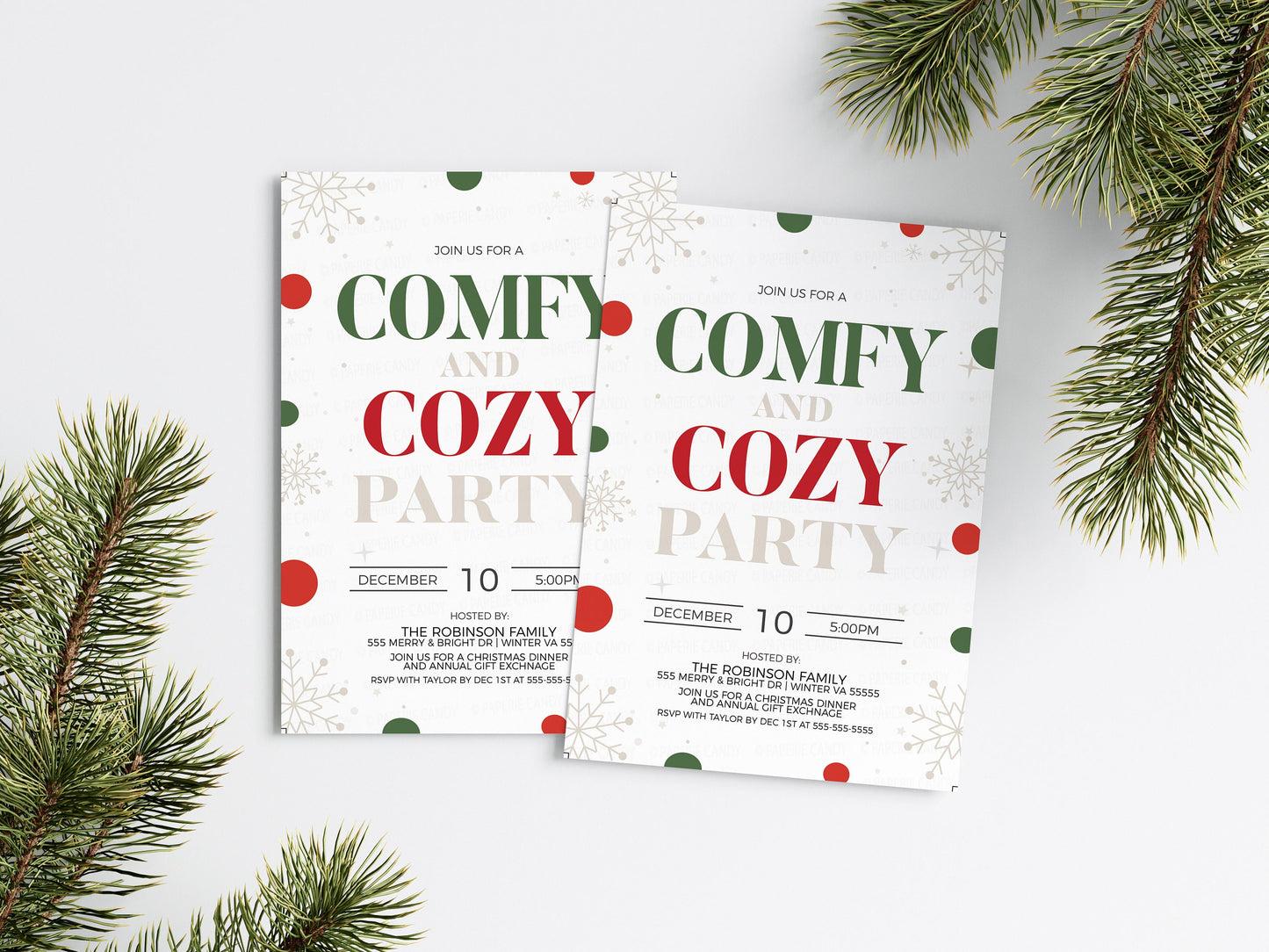 Comfy and Cozy Christmas Party Invitation, Holiday Pajama Invite, Pj Party, Friendmas Holiday Party, Kids Pajama Party, Editable Printable