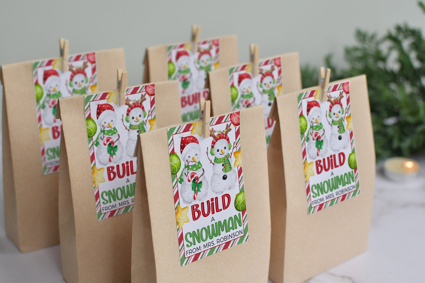 Build A Snowman Gift Tags, Make A Christmas Snowman Craft Play Dough, Gift For Students Classmates, Winter Break, Classroom Party, Printable