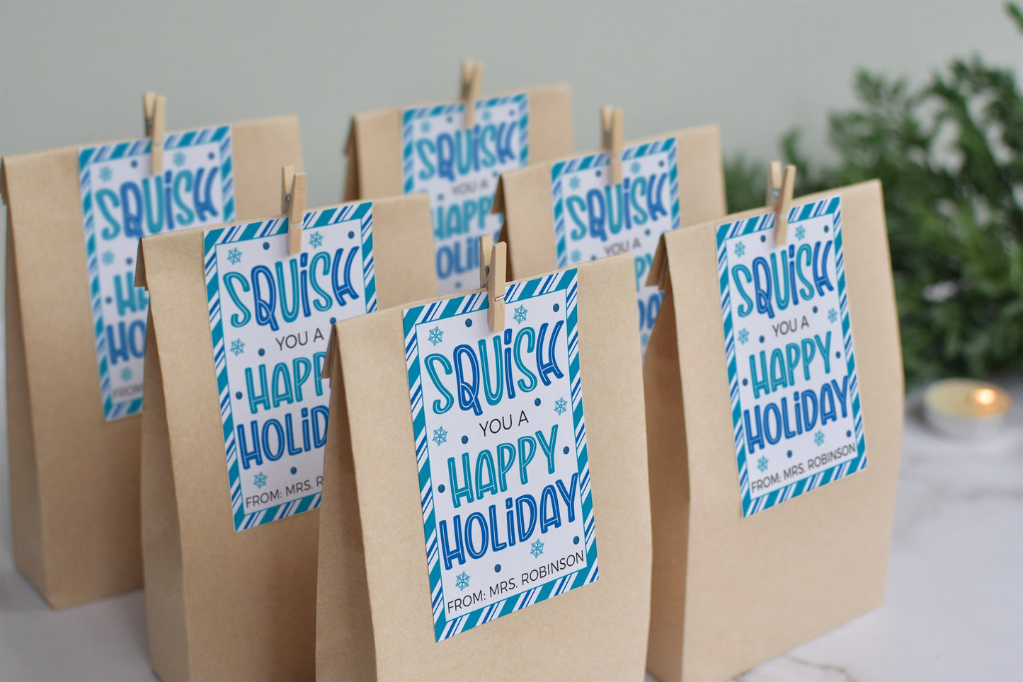 Holiday Squishies Gift Tag, Squish You A Happy Holiday, Gift For Classmates Students, Stocking Stuffer Squishy Squeeze Toy, Printable