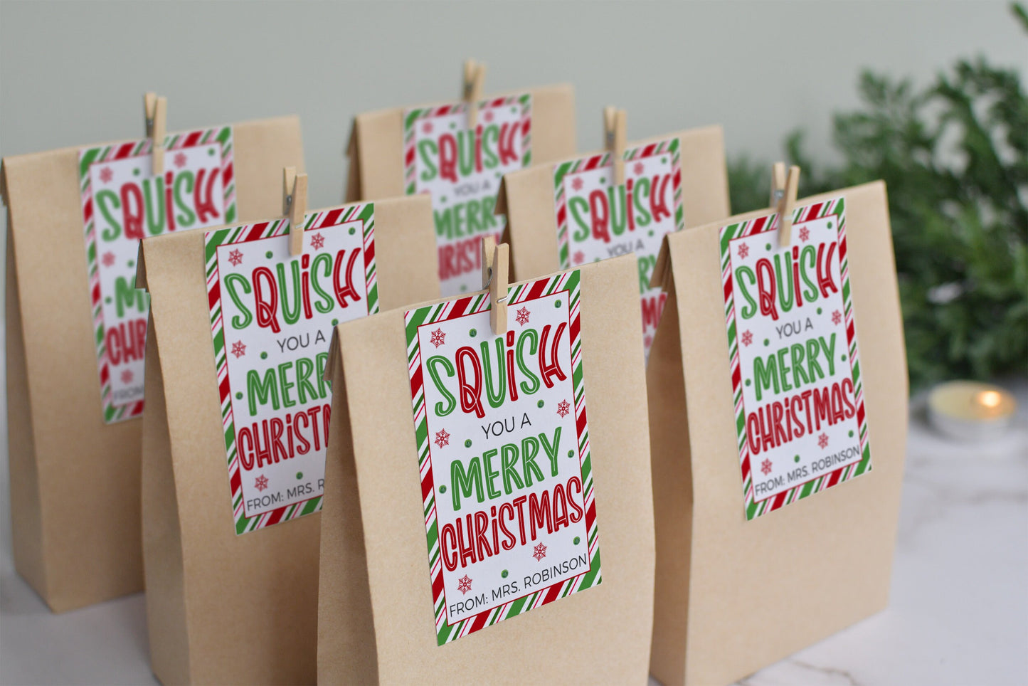 Christmas Squishies Gift Tag, Squish You A Merry Christmas, Gift For Classmates Students, Stocking Stuffer Squishy Squeeze Toy, Printable