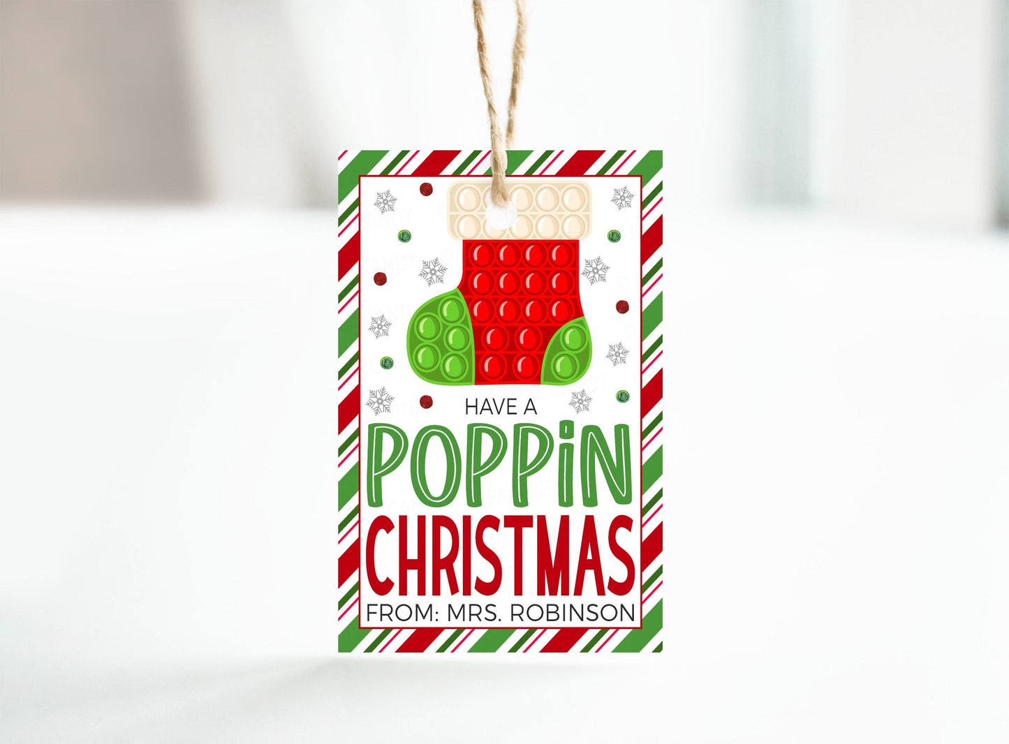 Christmas Pop Fidget Toy Gift Tag, Have A Poppin Christmas, Gift For Classmates Students, Winter Break Gift, Stocking Stuffer Toy, Printable