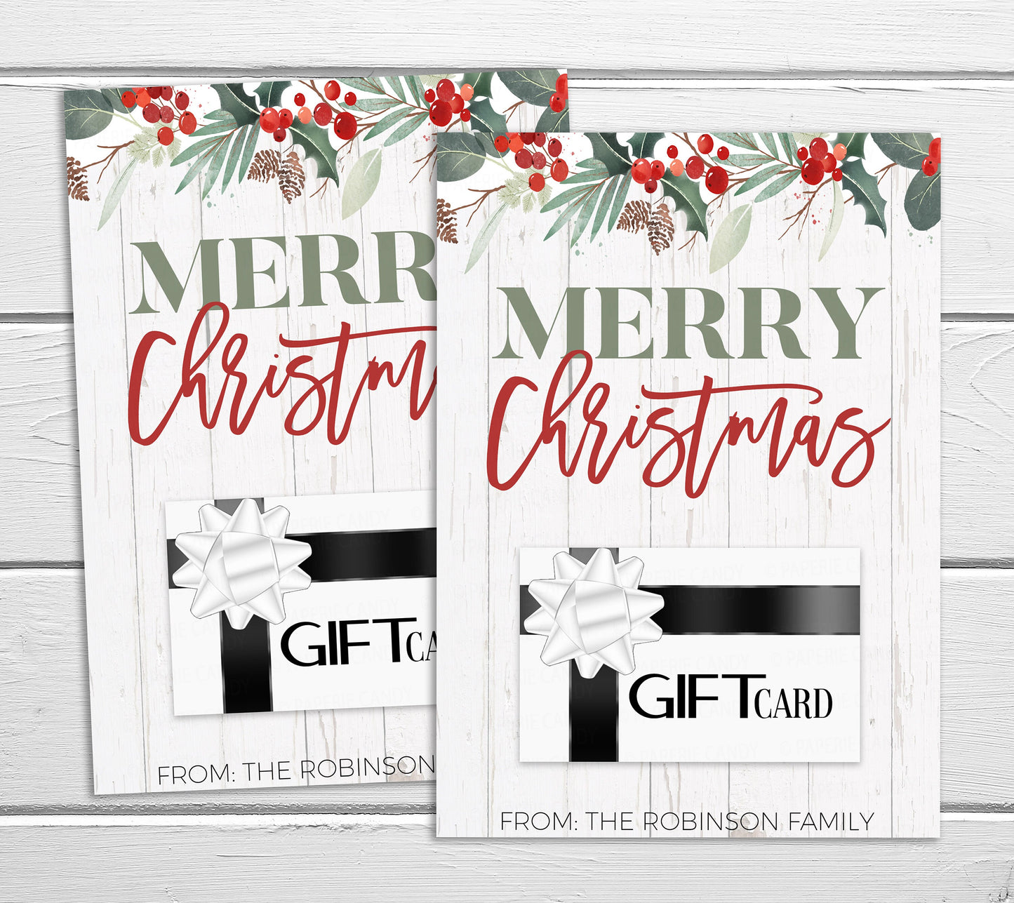 Merry Christmas Gift Card Holder, Rustic Holiday Gift Card Holder, Gift For Friends Coworker Teacher Staff PTO PTA Employees Staff Printable