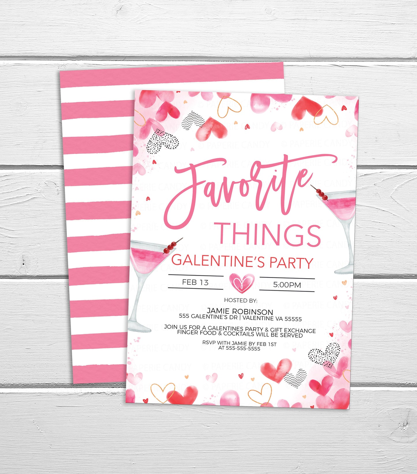 Valentine's Favorite Things Invitation, Editable Galentine's Cocktail Party Invite, Ladies Friends Valentine Gift Exchange, Valentine's Day