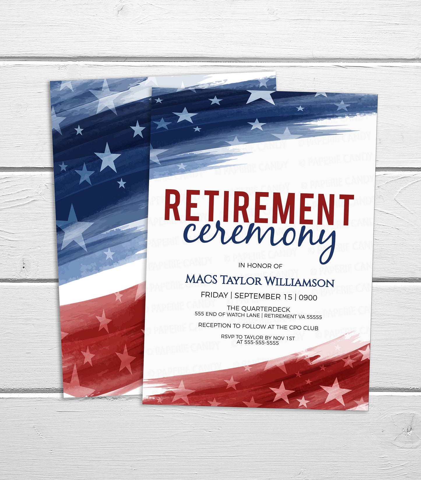 Military Retirement Ceremony Invitation, American Flag Invite, United States Navy Army Marines Air Force Coast Guard, Editable Printable