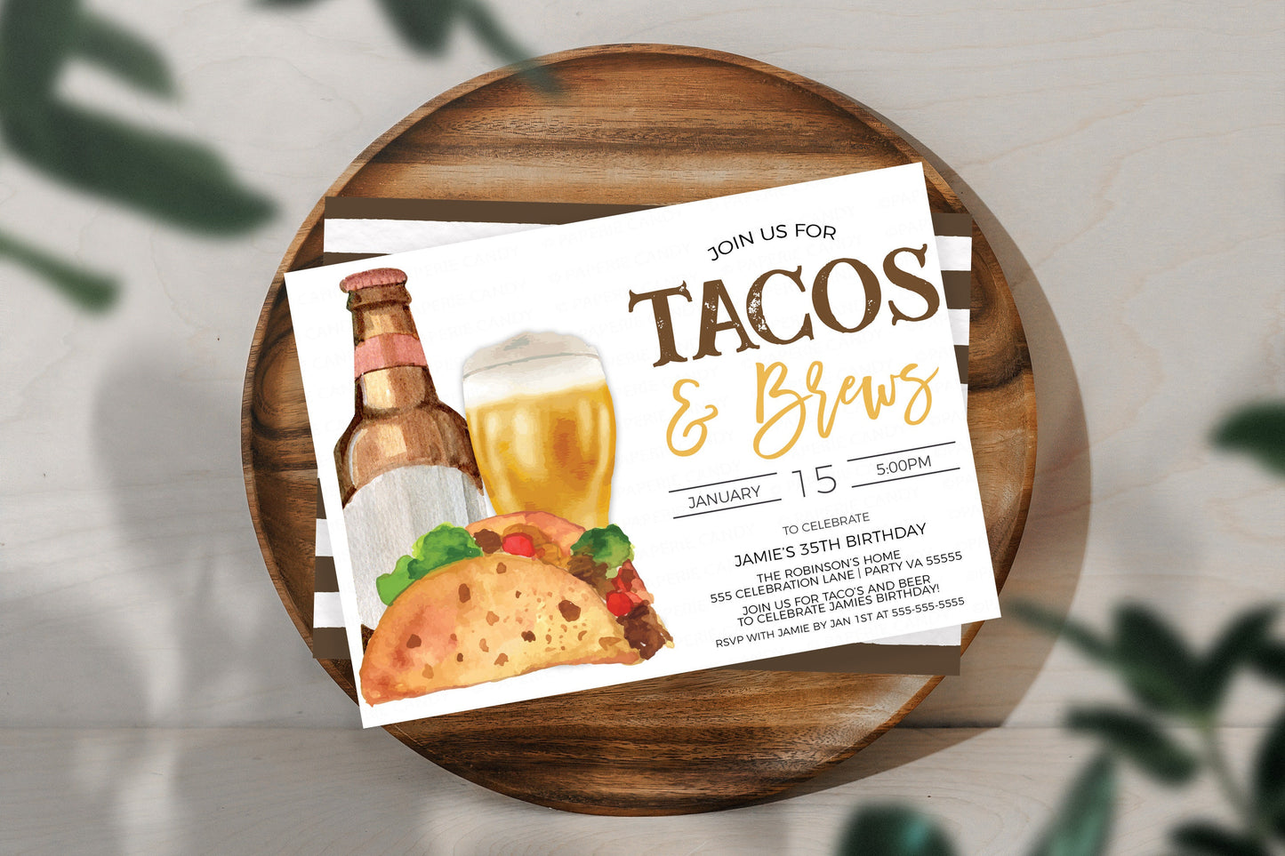 Tacos And Beer Invitation, Taco Bar Party Invite, Surprise Taco & Brews Birthday Party, Retirement Party Digital Editable Printable Template