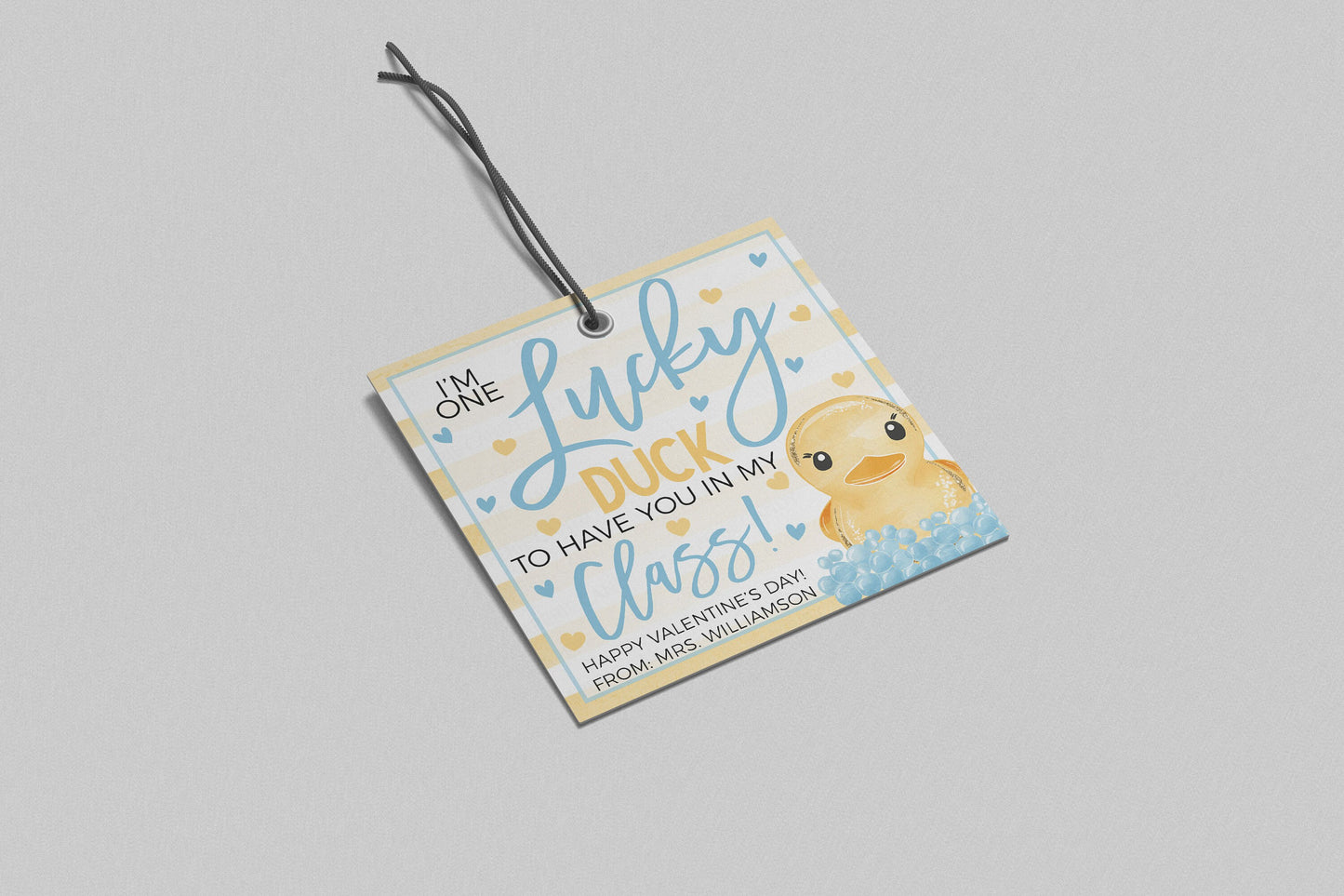 Valentine Rubber Duck Gift Tags, Lucky Duck To Have You In My Class, Valentine's Gift For Students Classroom Classmates Kids Teacher