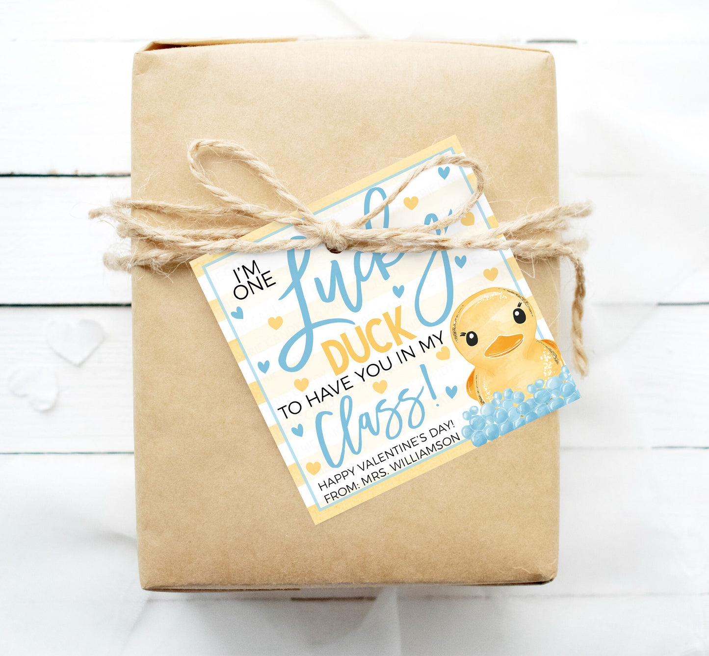 Valentine Rubber Duck Gift Tags, Lucky Duck To Have You In My Class, Valentine's Gift For Students Classroom Classmates Kids Teacher