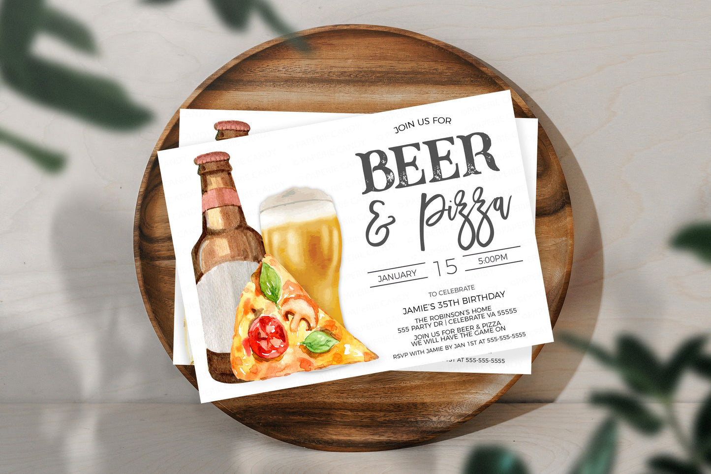 Beer And Pizza Invitation, Pizza Brews Invite, Beer Pizza Birthday Party, Couples Shower, Retirement Party, Editable Printable Template