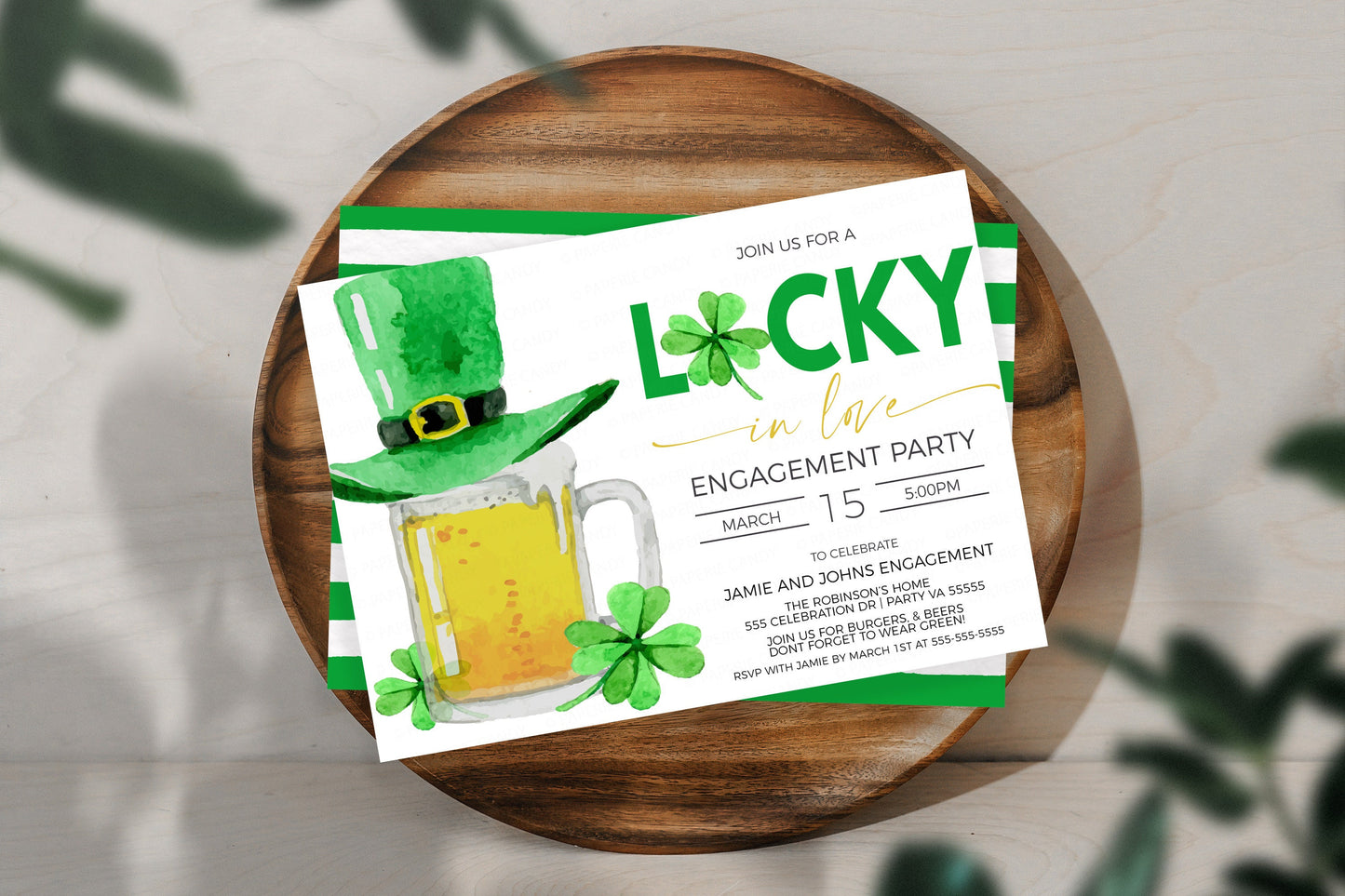 St Patricks Engagement Party Invitation, St Patty Lucky In Love Invite, Bachelorette Bachelor Party, Couples Shower Engagement Printable